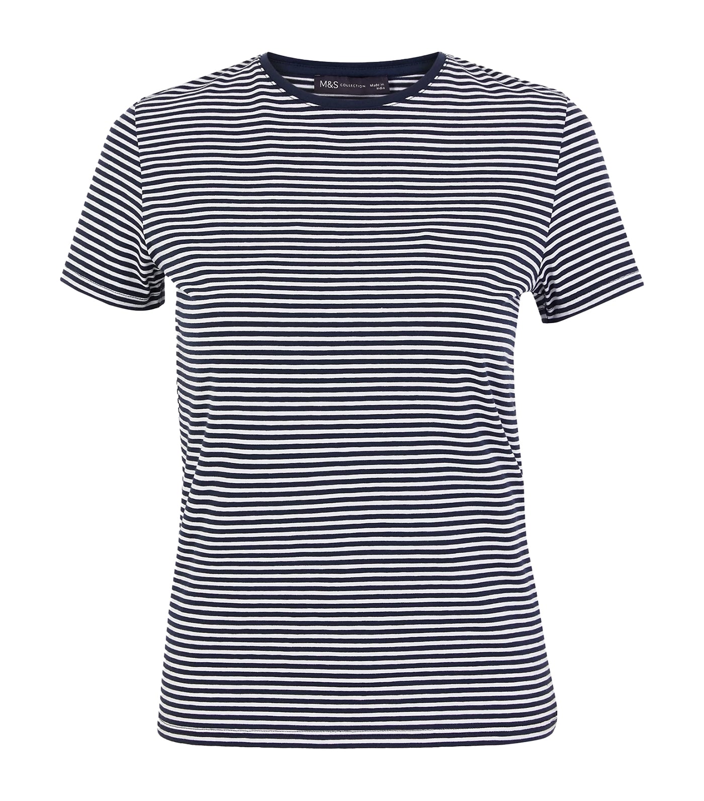 Cotton Rich Striped Fitted T-Shirt Navy Mix