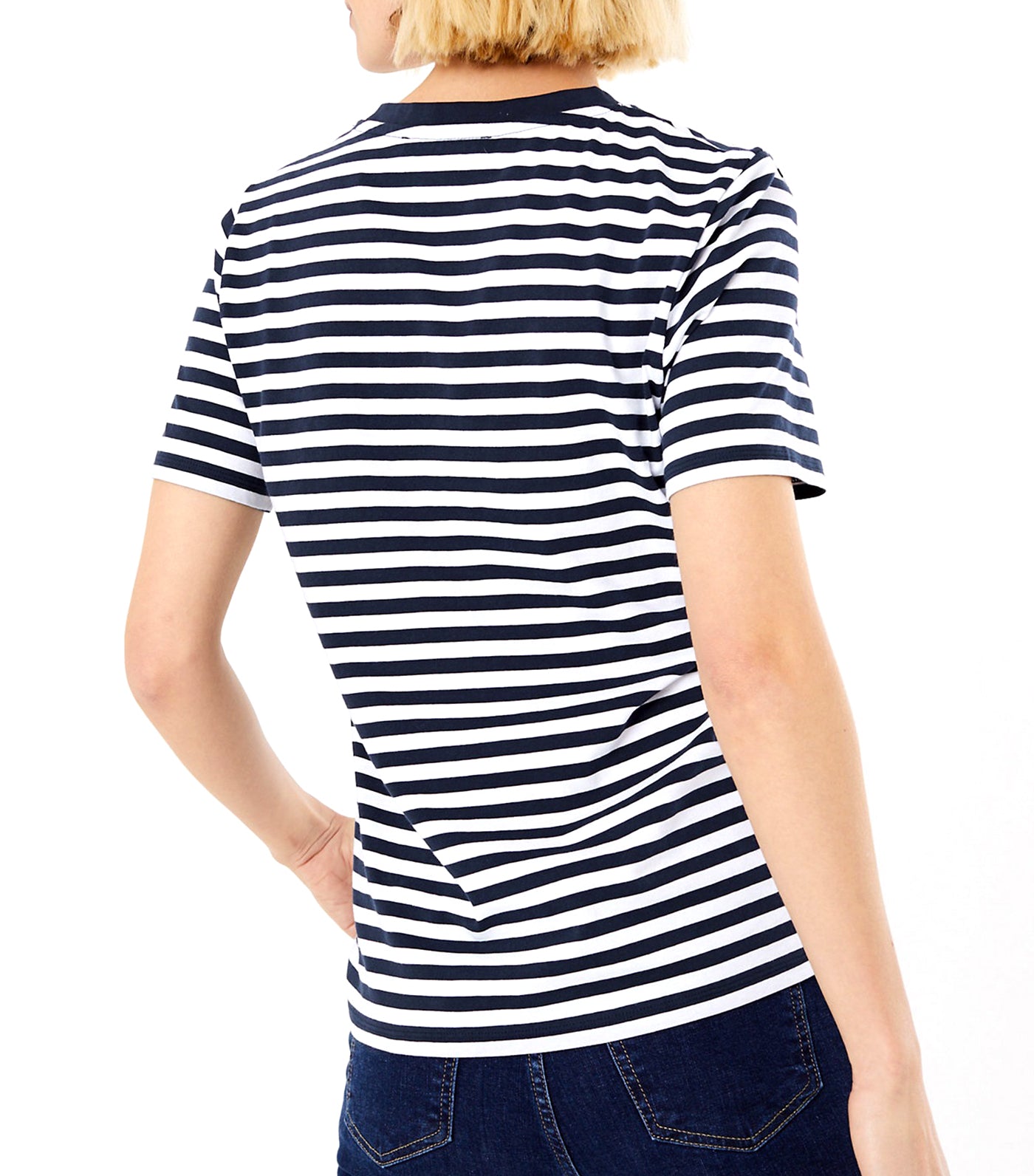 Pure Cotton Striped Straight Fit T-Shirt Navy Mix