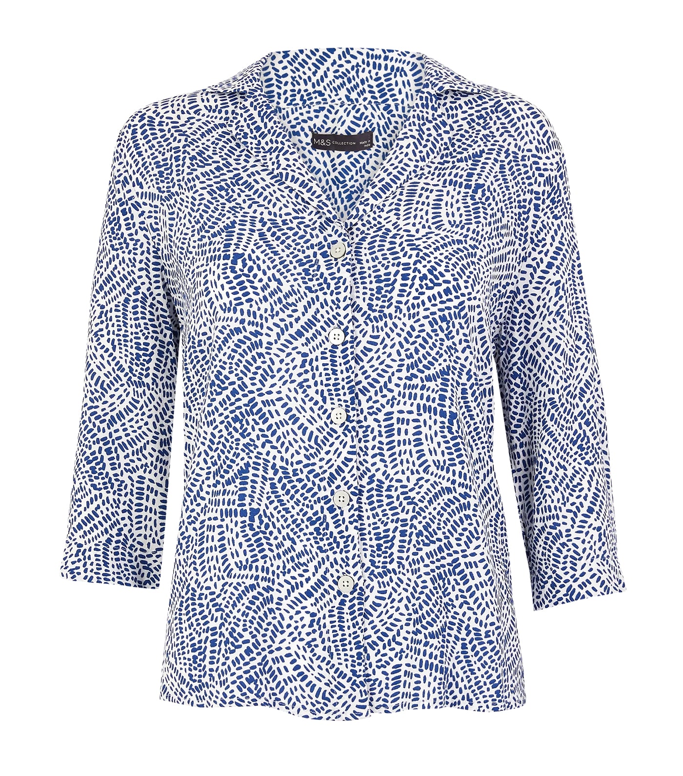 Printed Collared Neck Shirt Ivory Mix