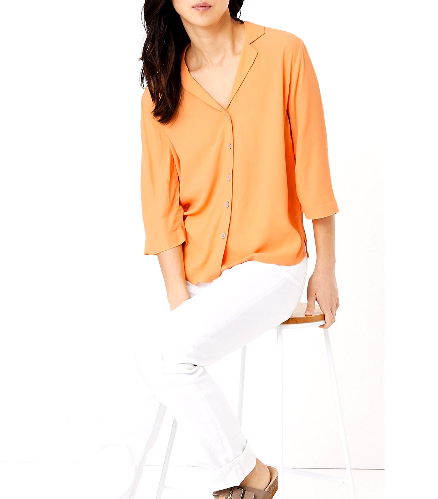 3/4 Sleeve Relaxed Shirt Clementine