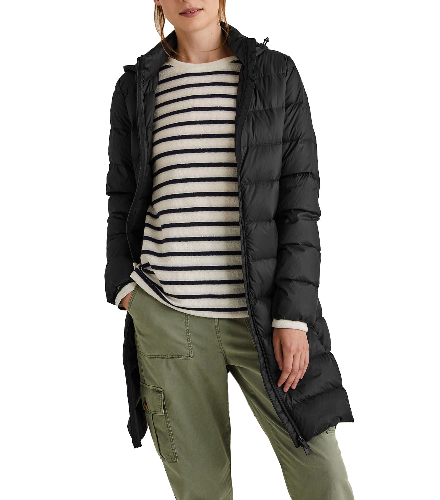 Feather and Down Puffer Coat Black