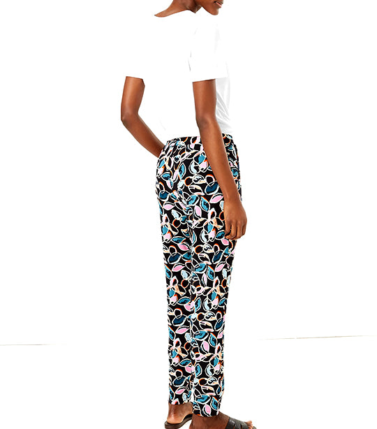 Printed Jersey Tapered Ankle Grazer Trousers Black Mix