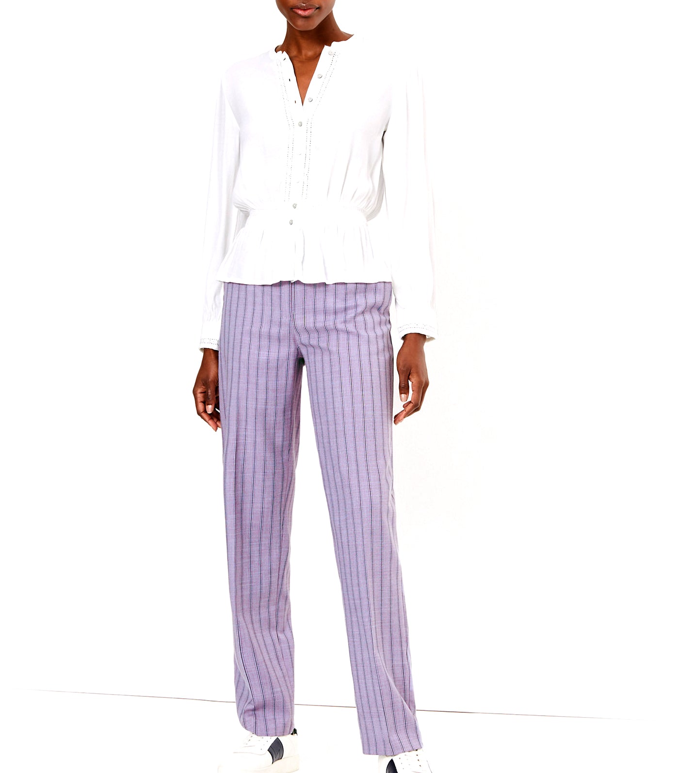 Freya Straight Striped Trousers Purple Mix