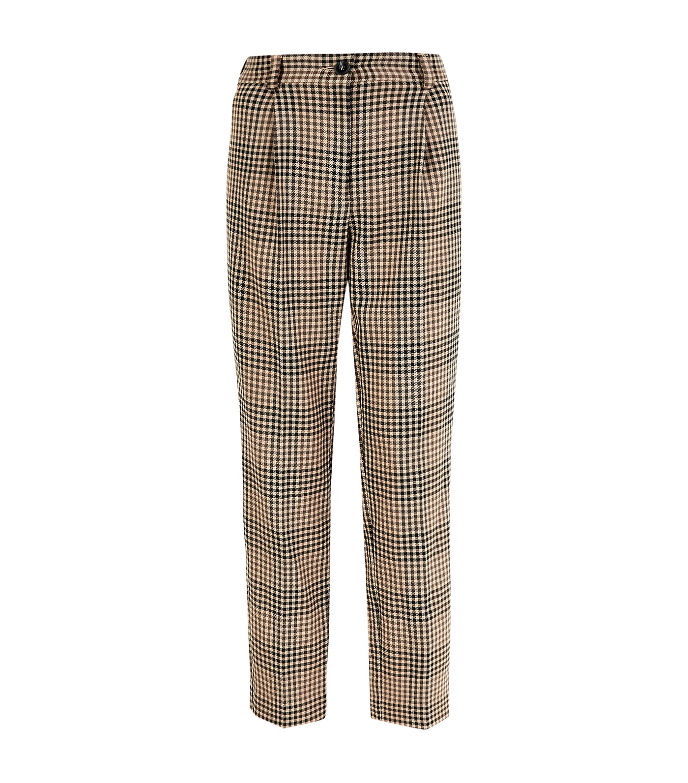 Marks & Spencer Checked Tapered Ankle Grazer Trousers Brown Mix