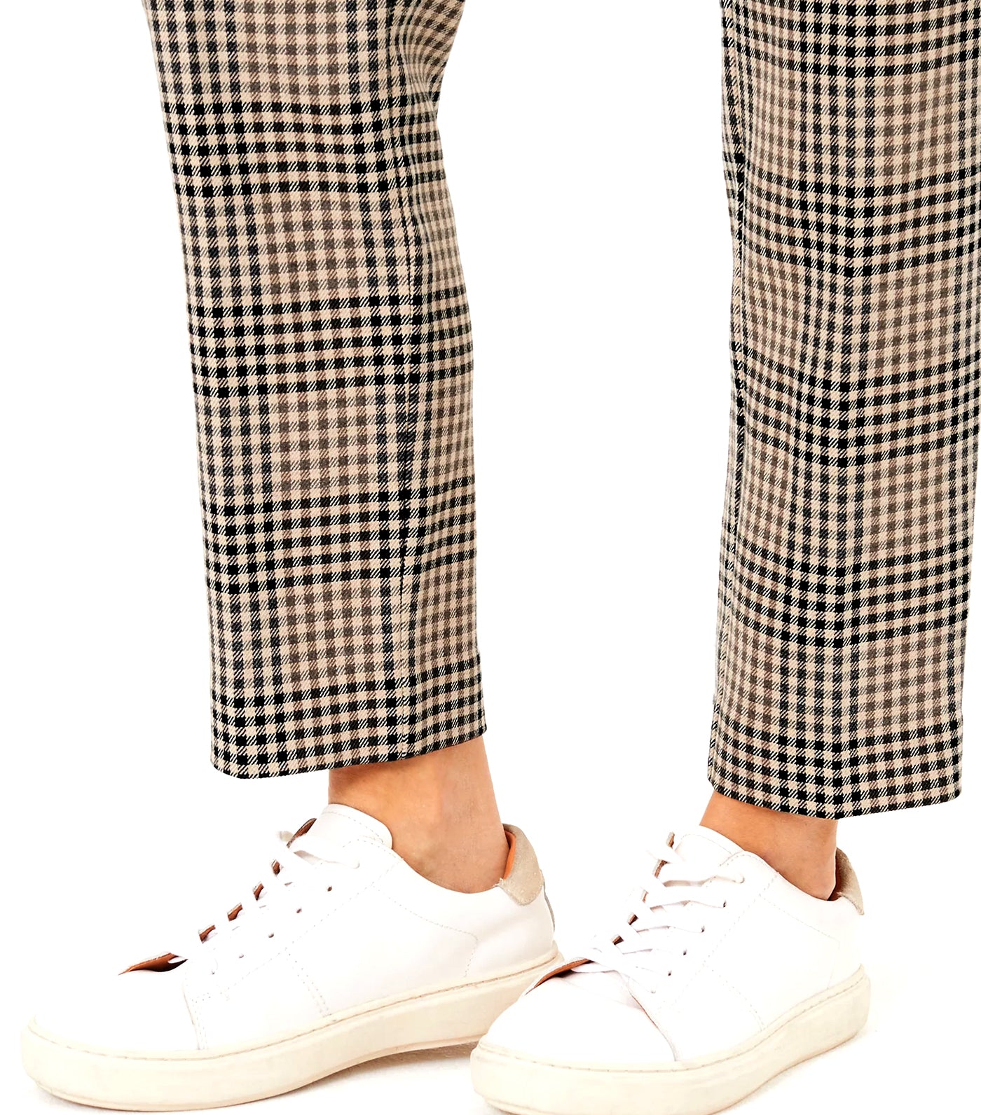Checked Tapered Ankle Grazer Trousers Brown Mix