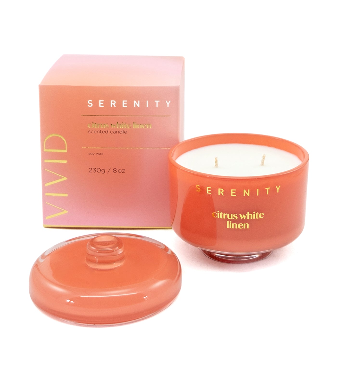 serenity vivid citrus white linen scented candle