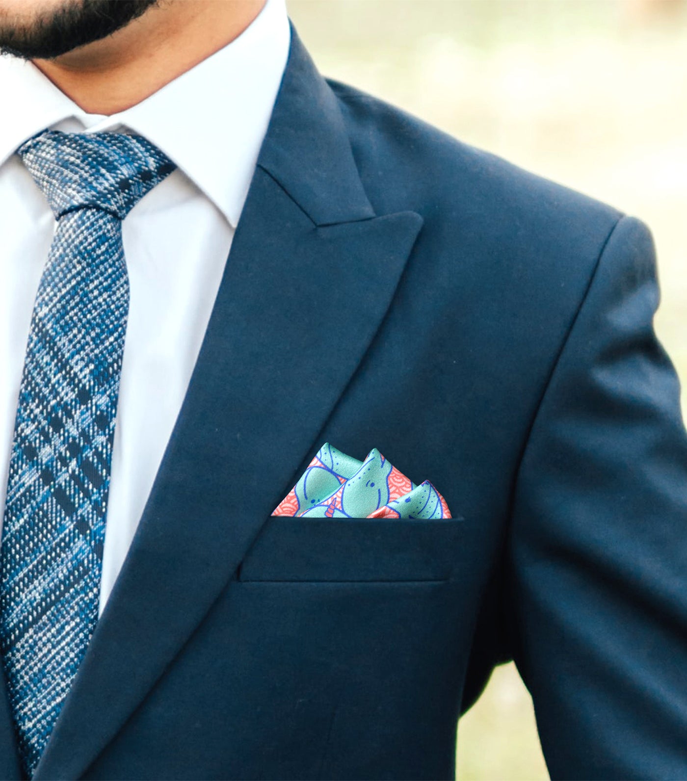 Whale of a Time Pocket Square Blue/Pink
