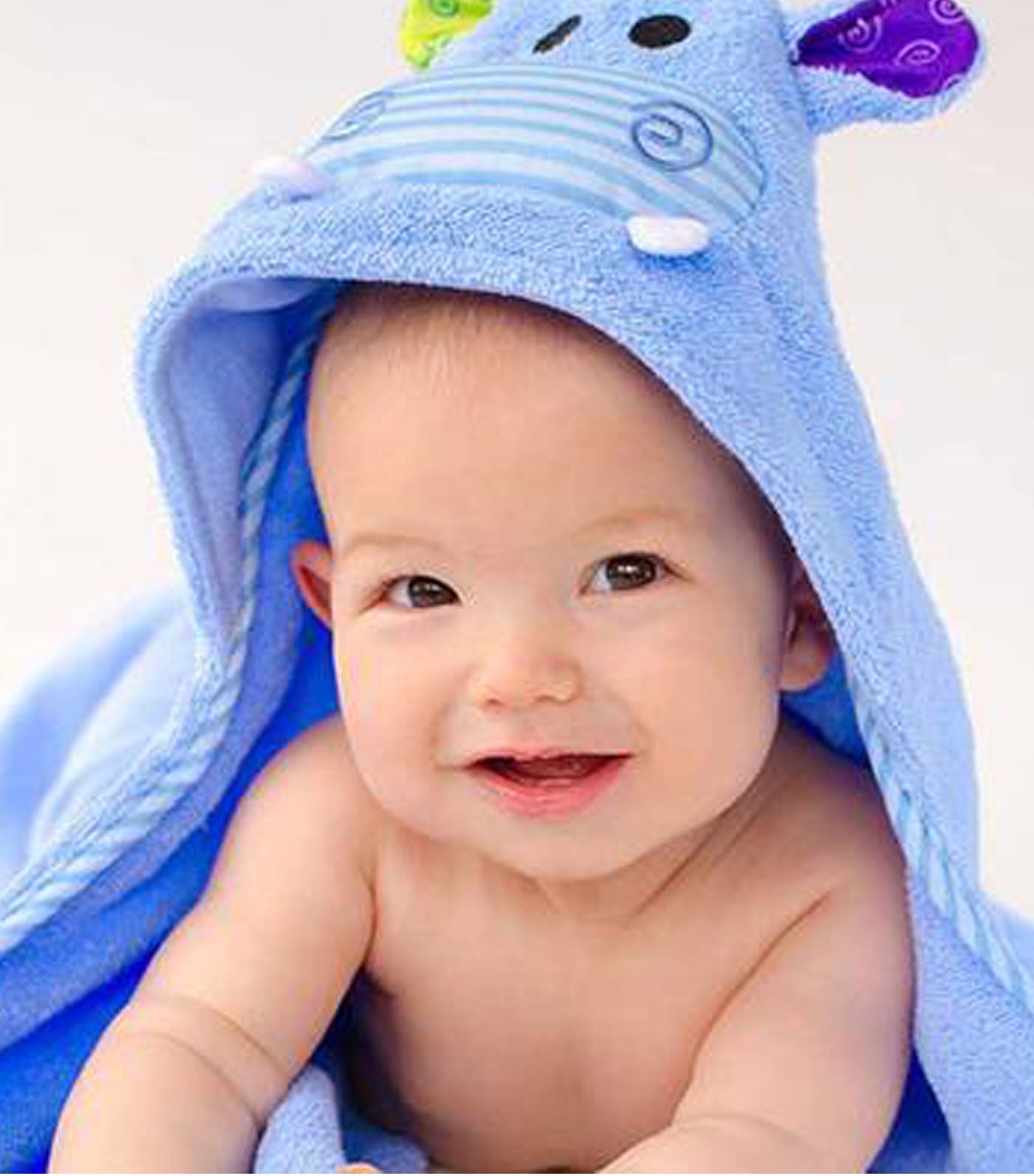 zoocchini blue baby hooded towel - henry the hippo