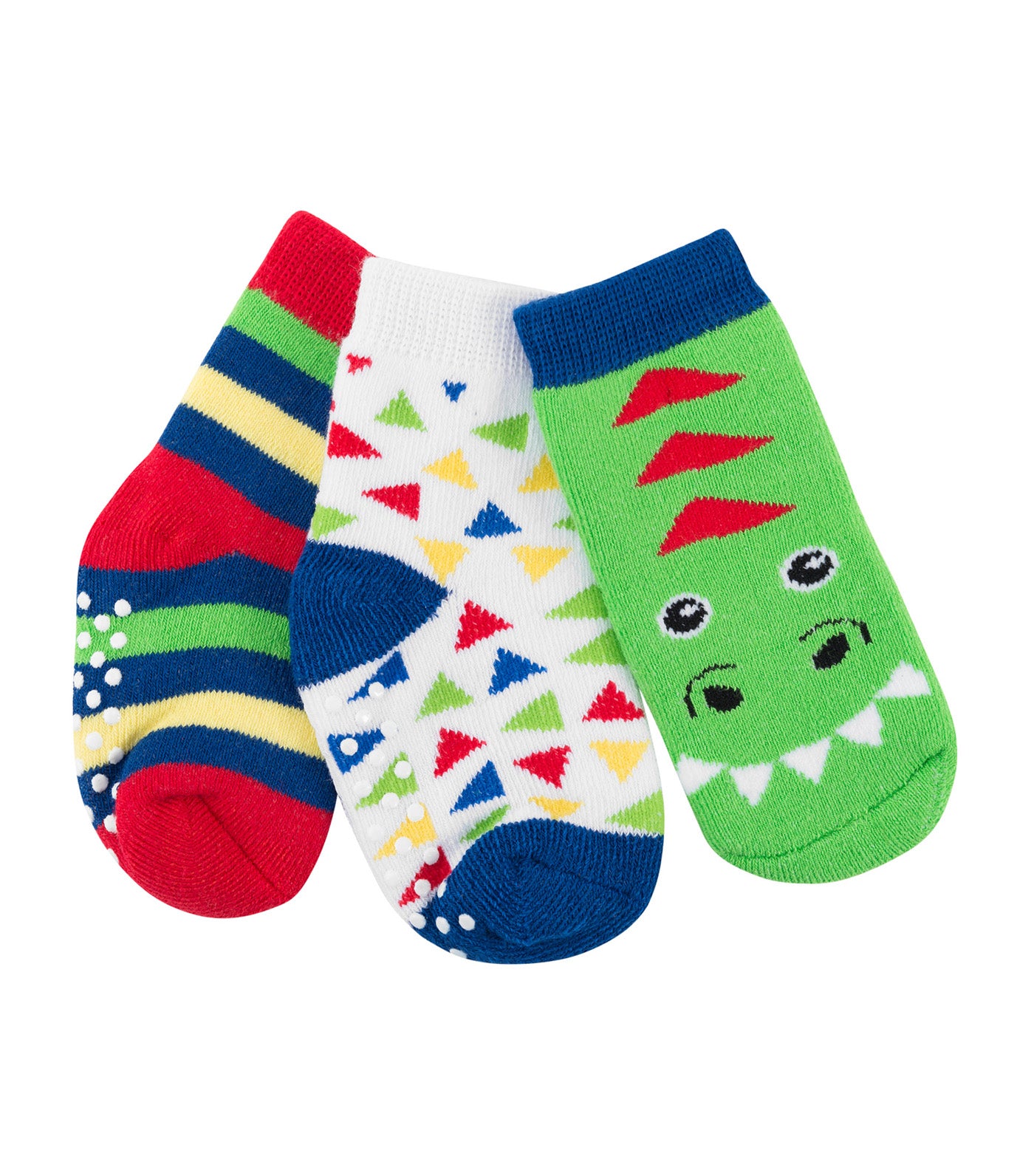 zoochini multicolor baby comfort socks set - devin the dinosaur (set of 3)