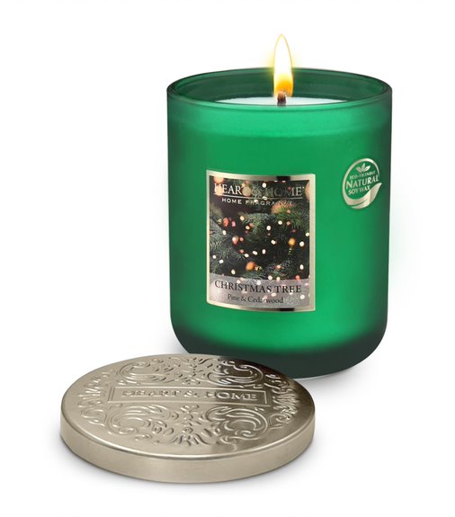 heart & home christmas tree eco soy candle 340g