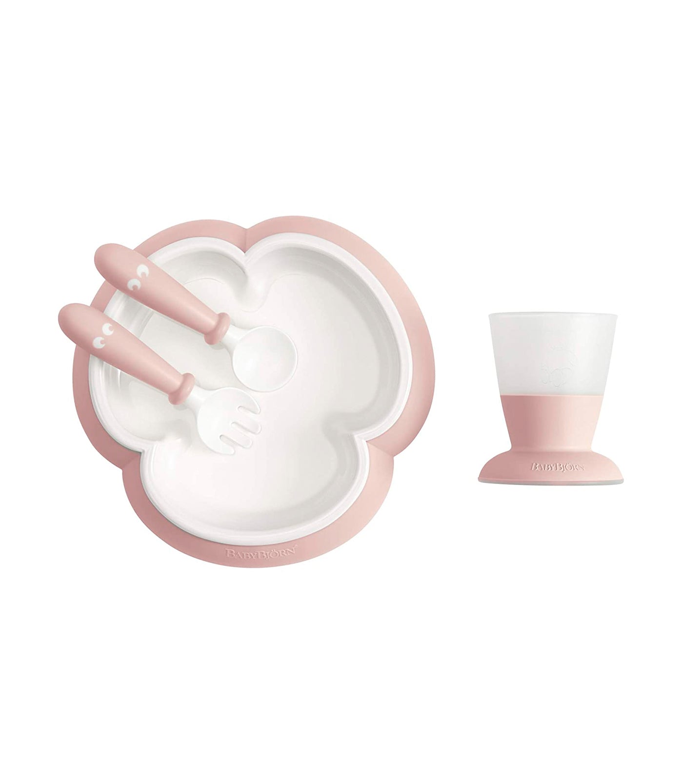 babybjorn powder pink baby feeding set 