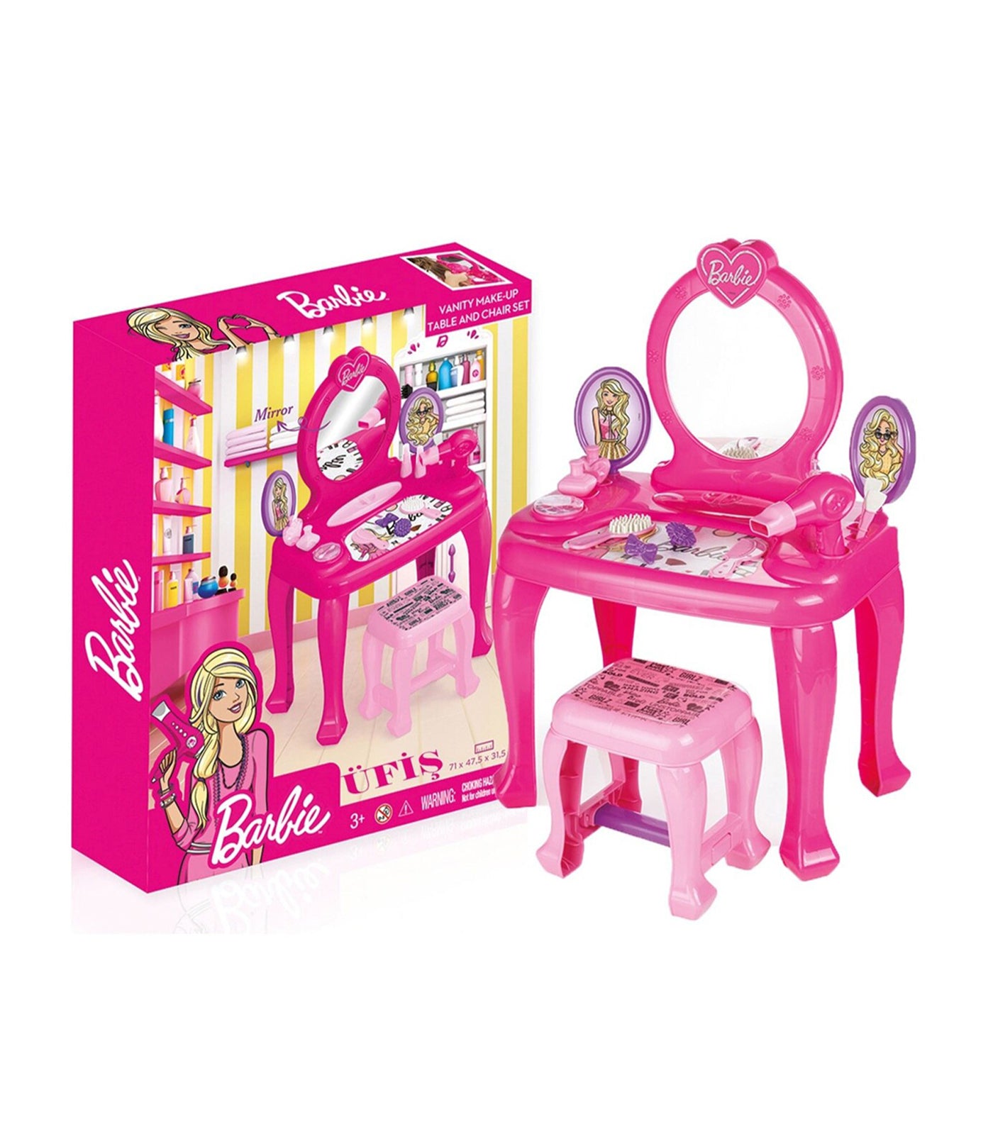 barbie® pink vanity table & stool set
