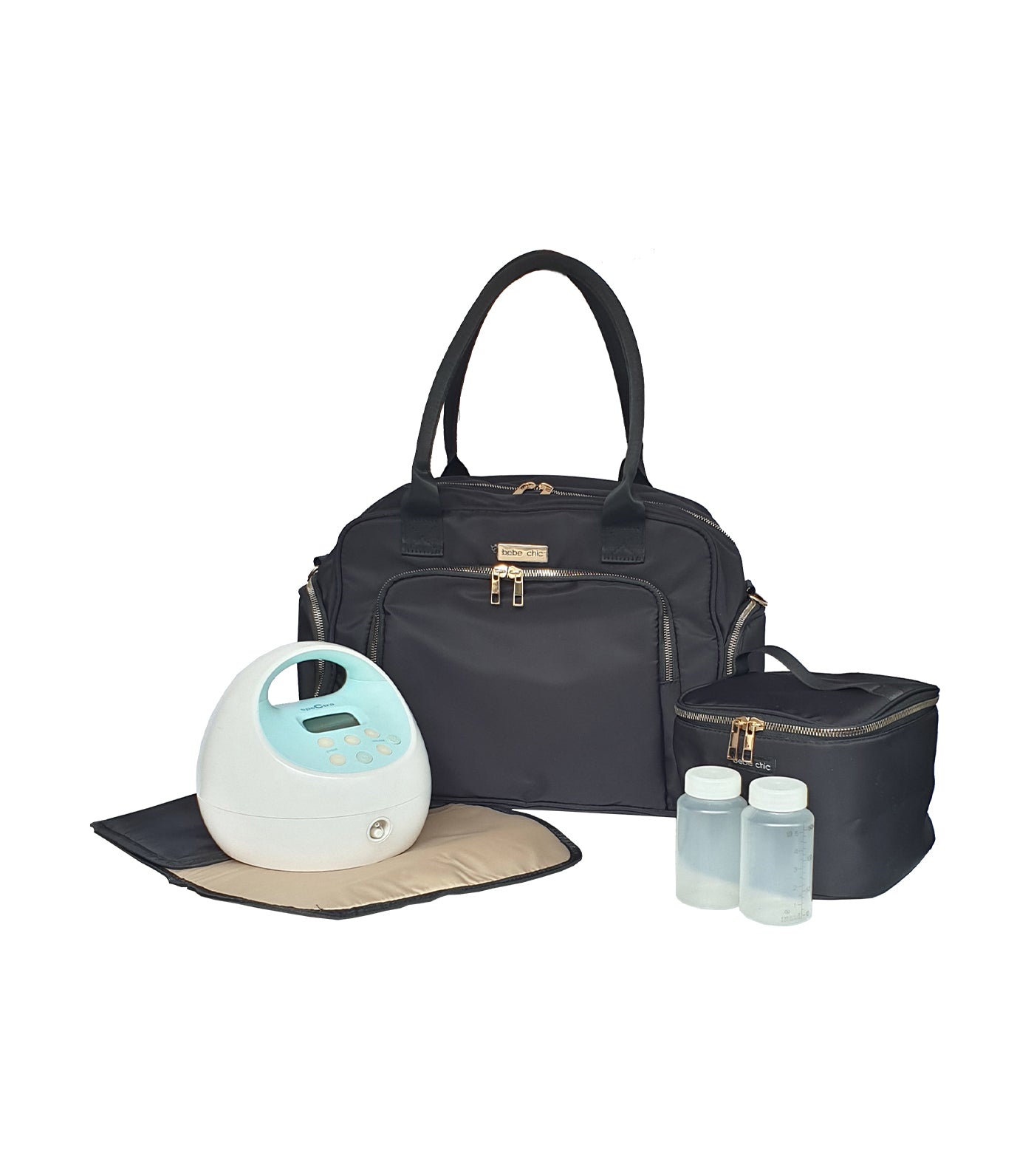 bebe black chic lisbon compact breast pump bag 
