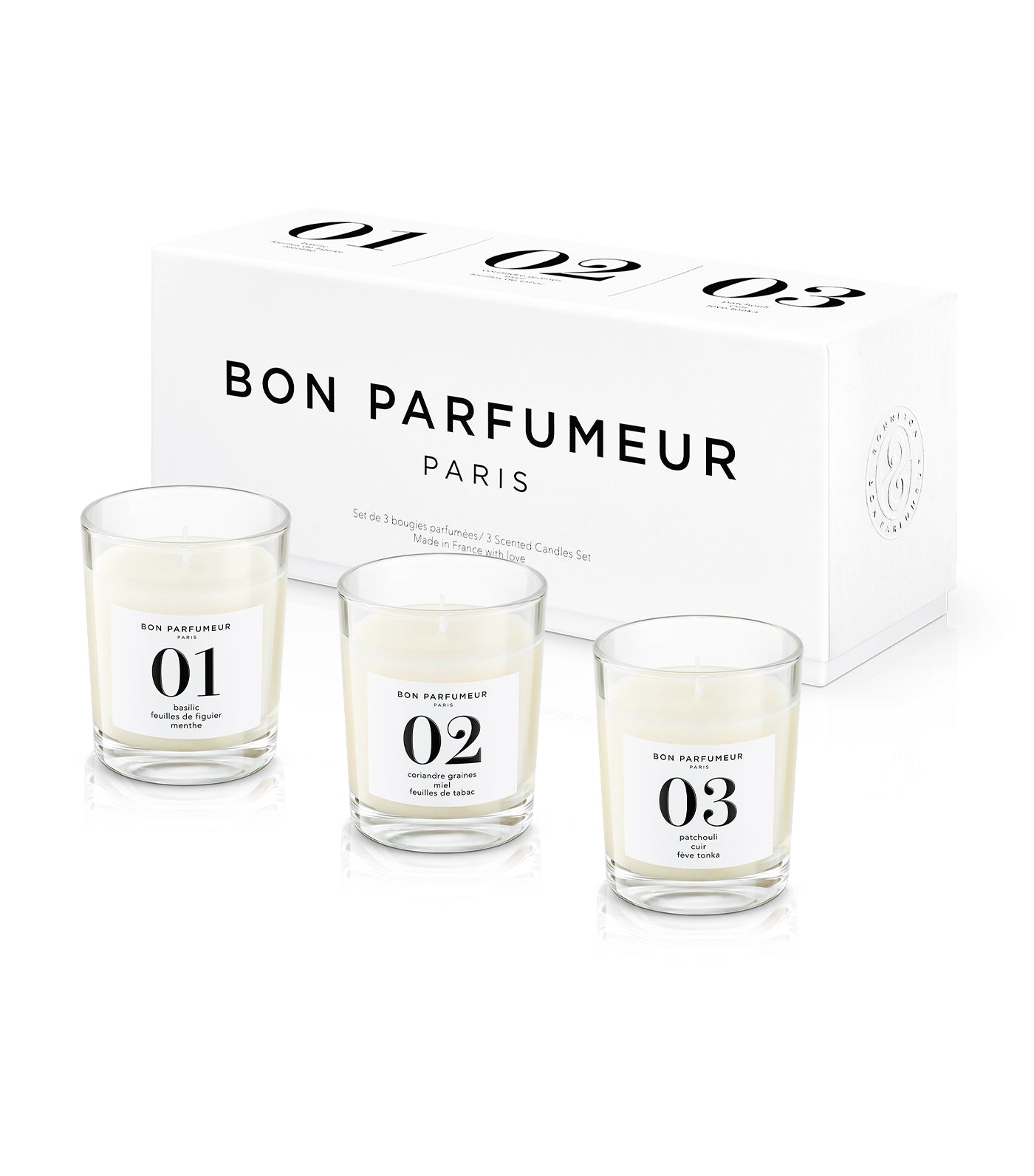 Bon Parfumeur Paris Mini Candle Set: 01, 02, 03