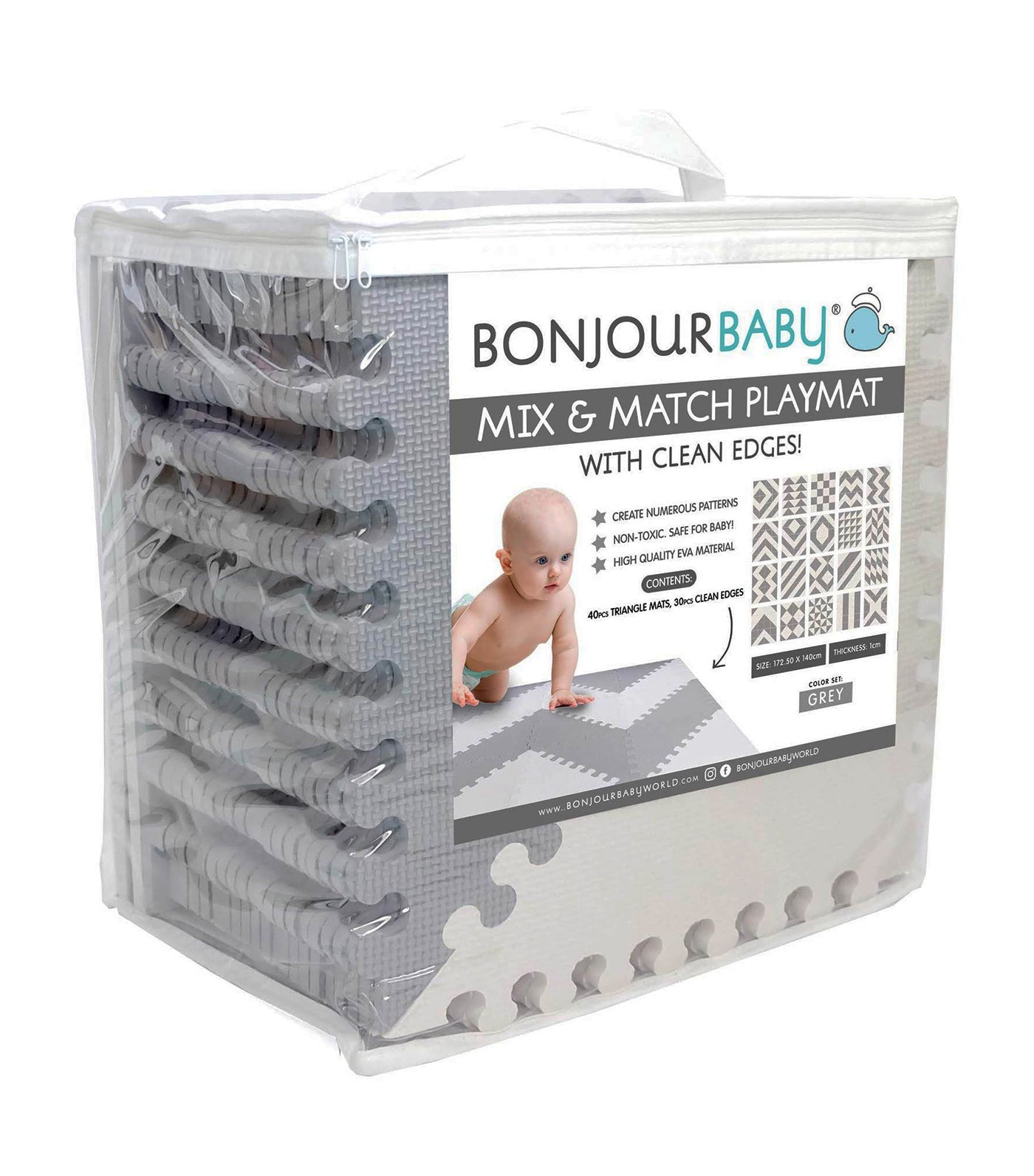 bonjour baby gray mix and match playmat