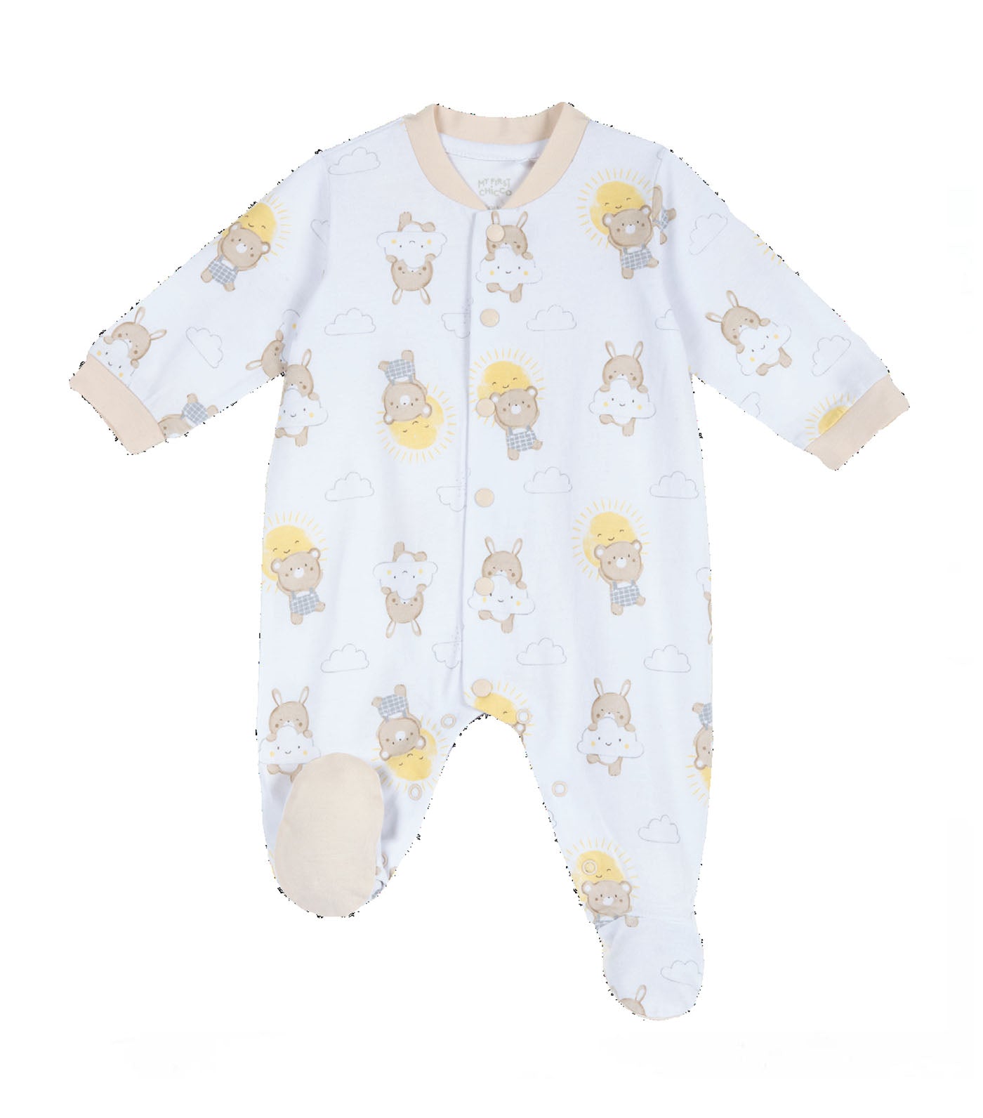 Babysuit with All-Over Pattern - White