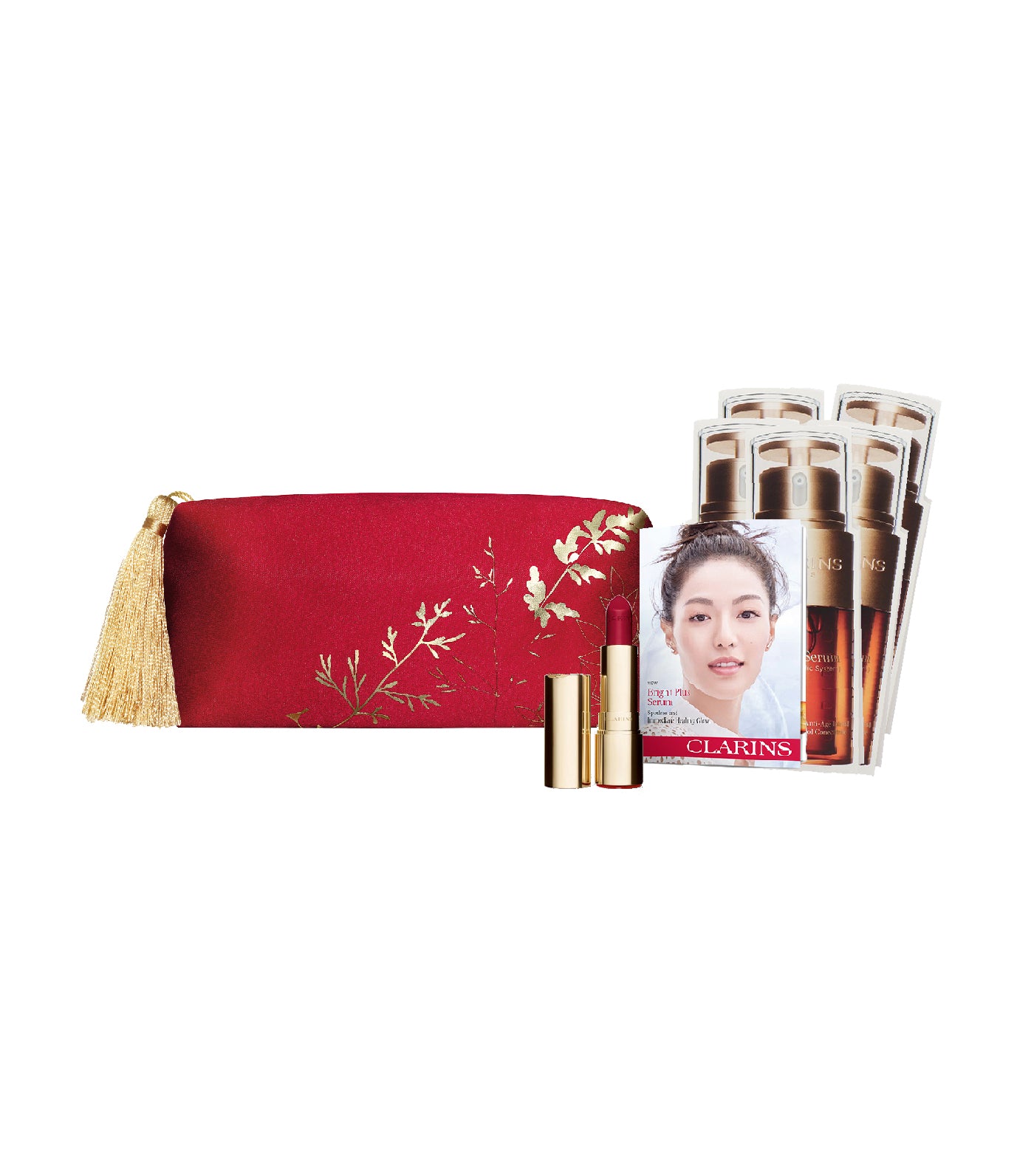 Clarins Free 9-piece Joli Rogue Velvet Deep Red Set