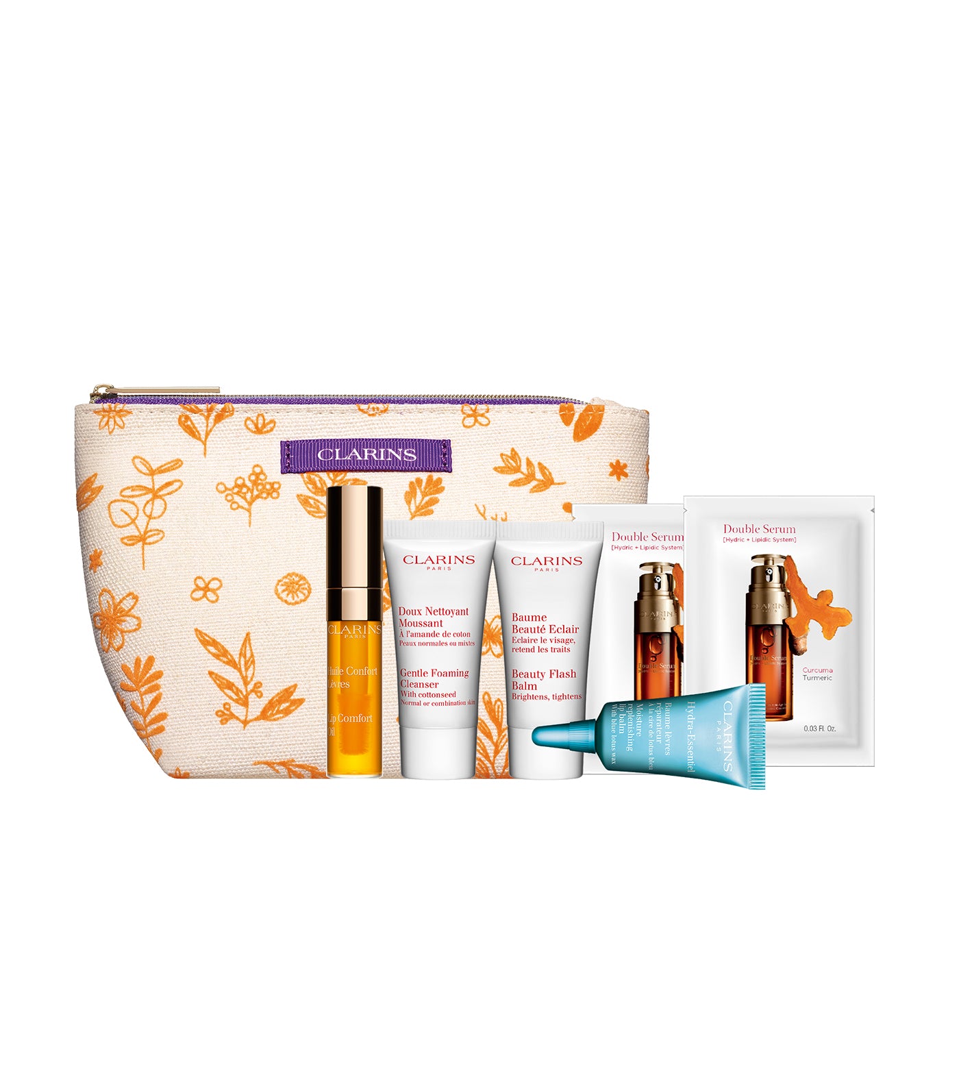 Clarins Free Pouch and Essential Skin Care Set