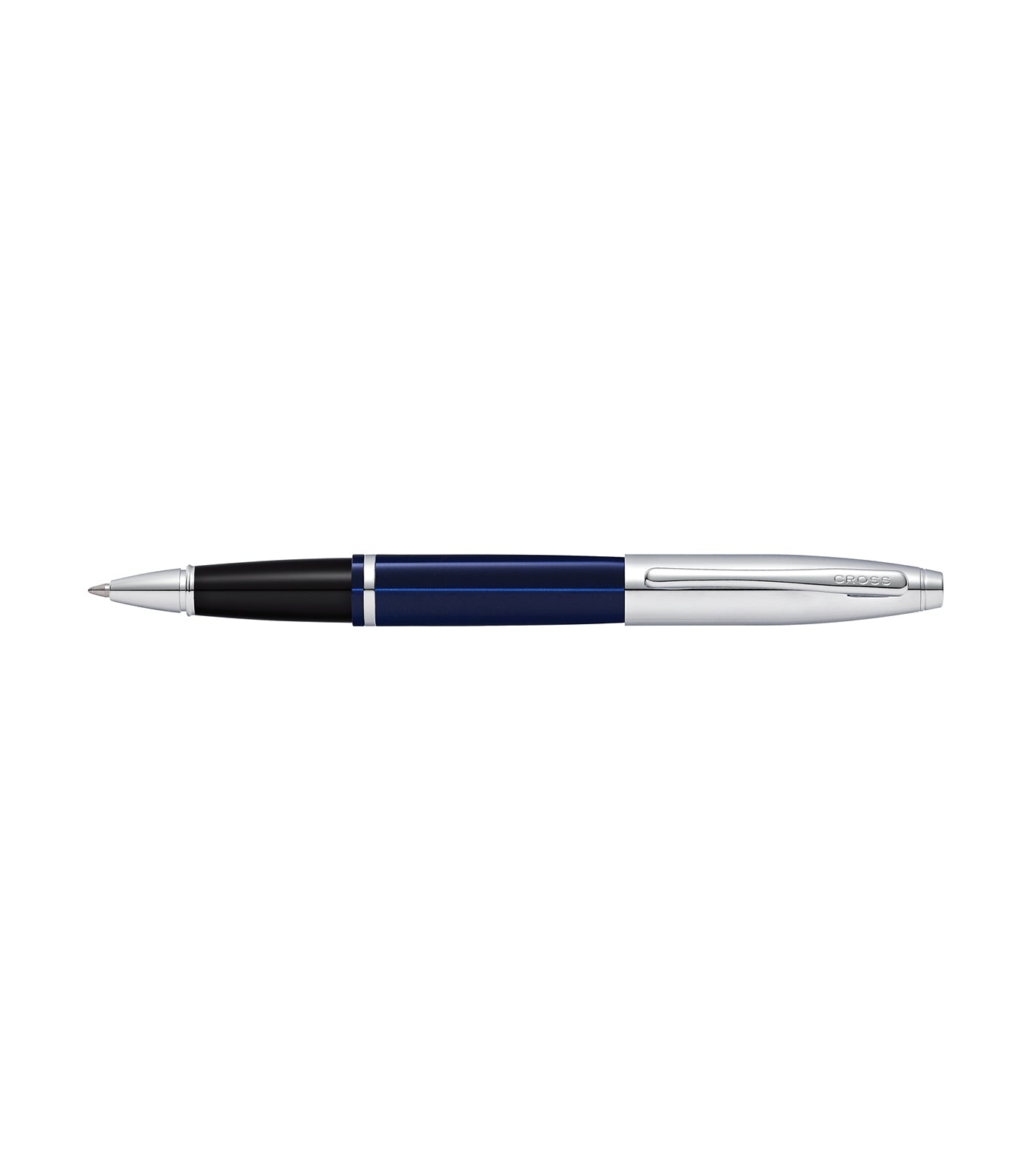 cross calais chrome and blue lacquer rollerball pen