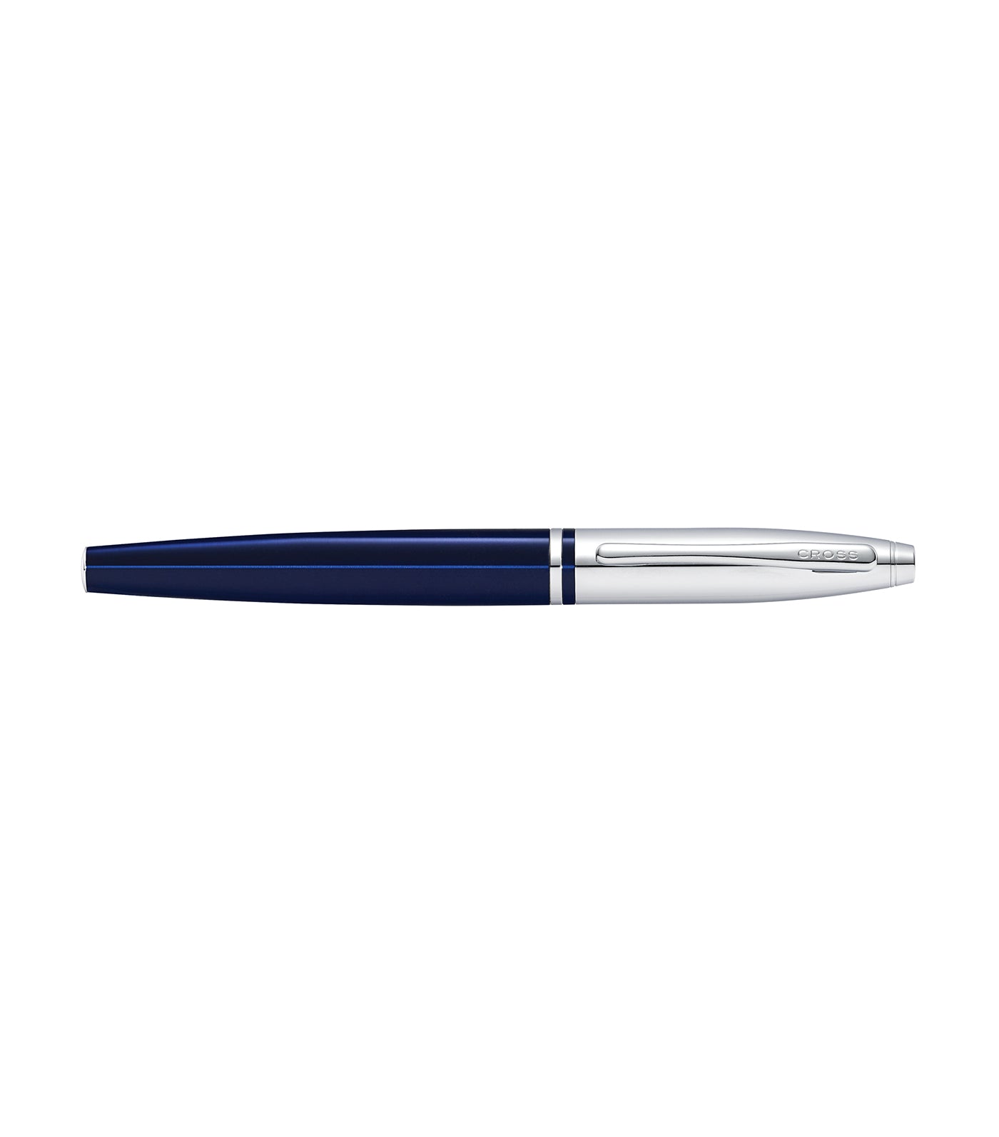 cross calais chrome and blue lacquer rollerball pen