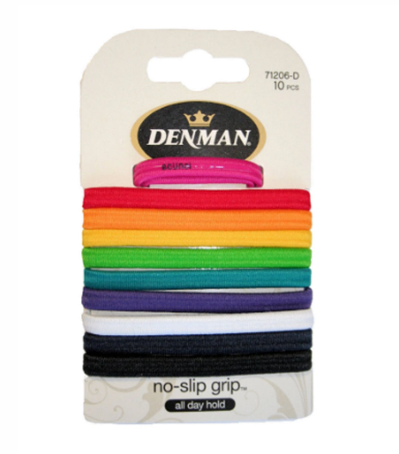 denman 10-pieces no slip elastics bright colors