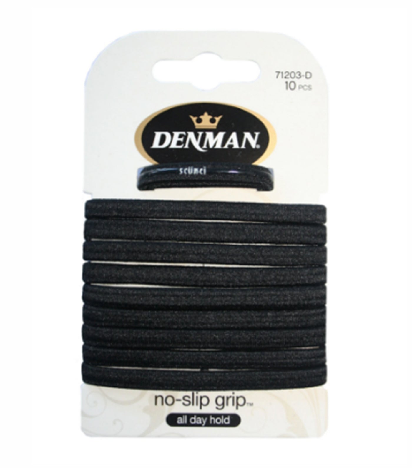 denman 10-pieces no slip elastics black