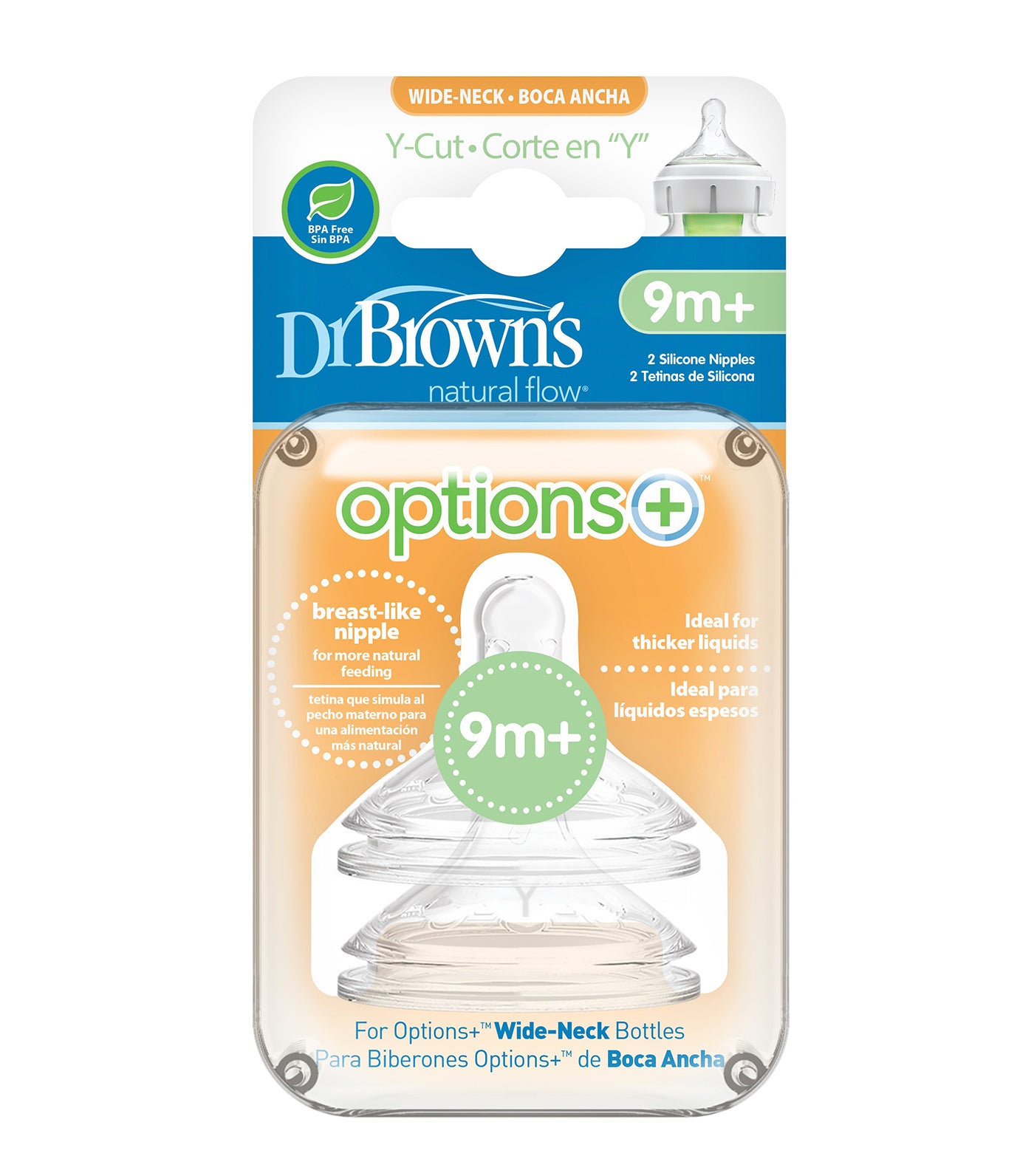dr. brown’s natural flow® options+™ y-cut wide-neck nipple