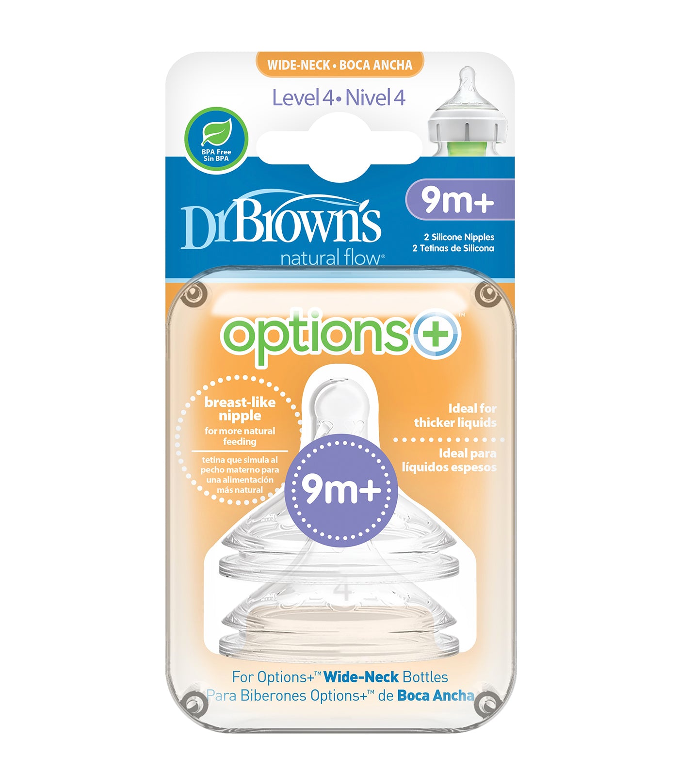 dr. brown’s natural flow® options+™ level 4 wide-neck nipple