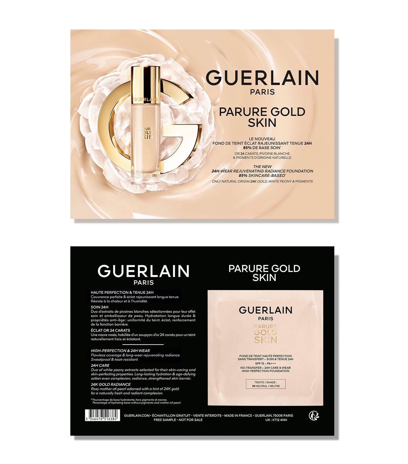 Free Parure Gold Skin: Rejuvenating Radiance Foundation - 24H Care & Wear Sample Card