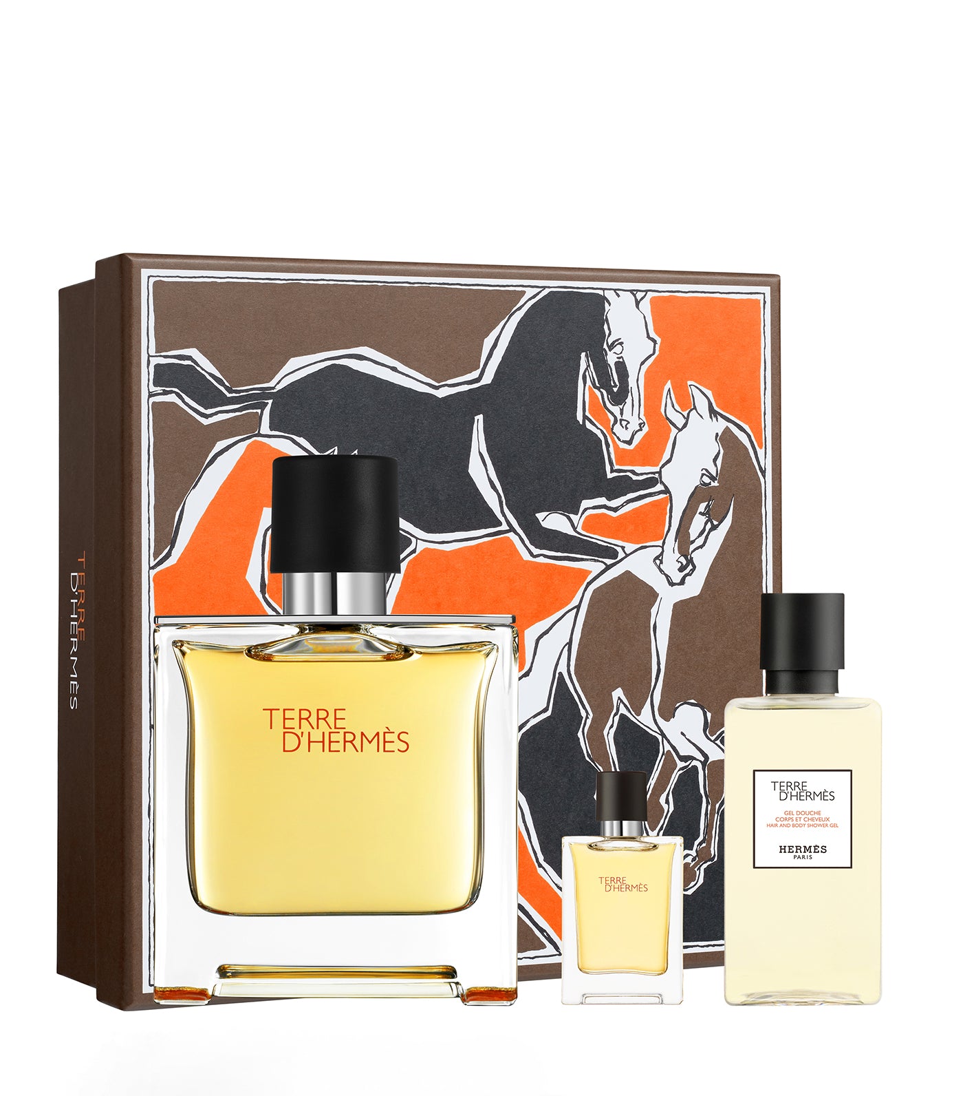 Terre d'Hermès Pure Perfume, 75ml + 5ml + 40ml Shower gel Set