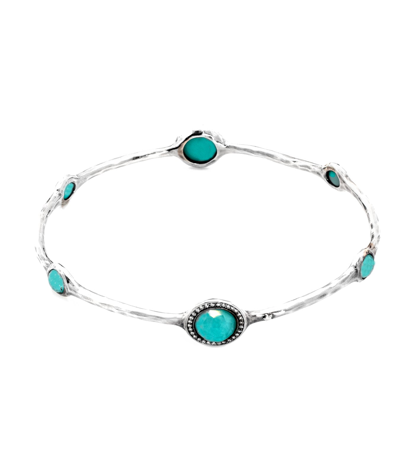 ippolita sterling silver stella bangle in turquoise doublet with diamonds 