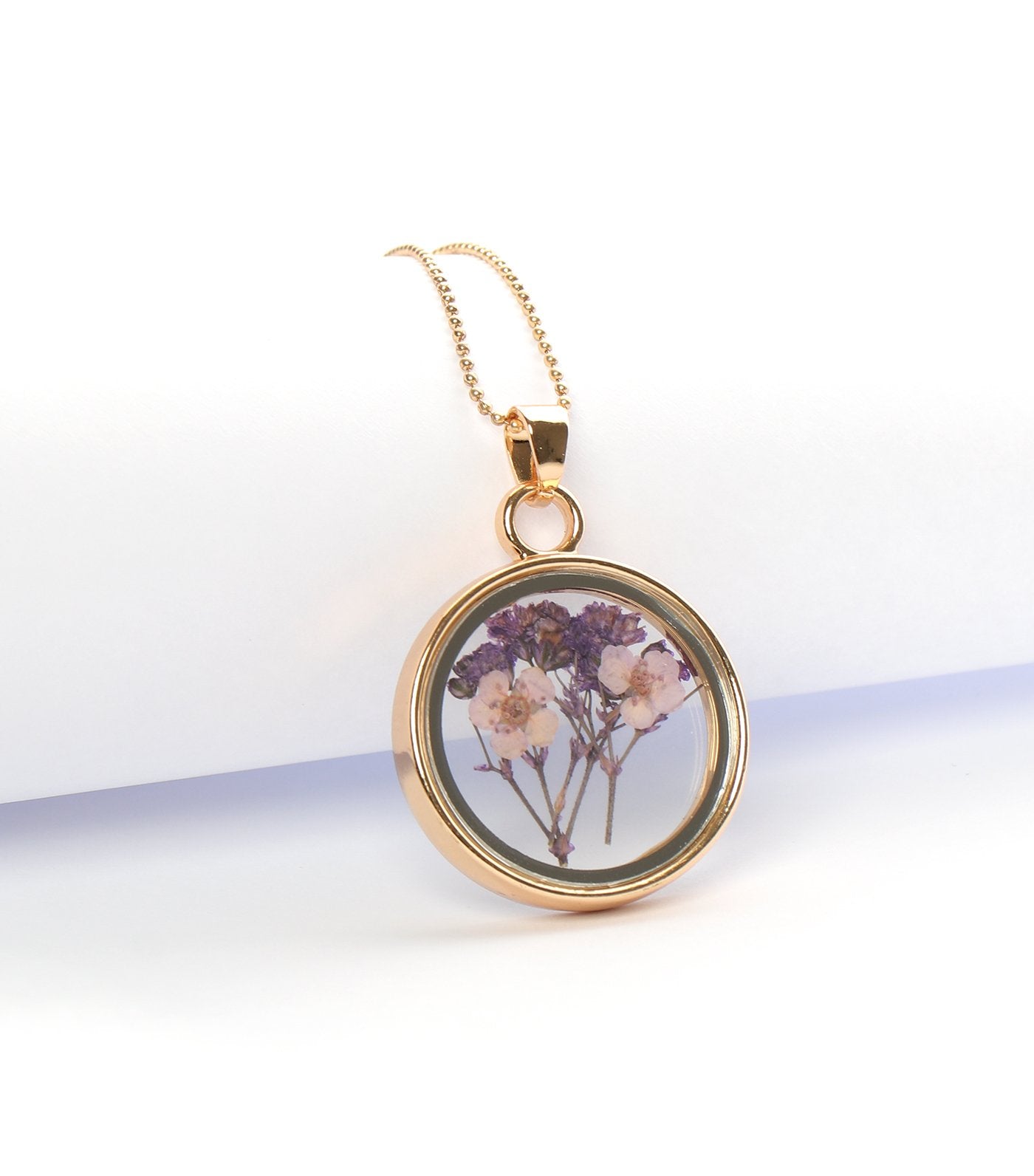 Real dried flower and Paper Purple Flower Necklace — Art Bee Studios