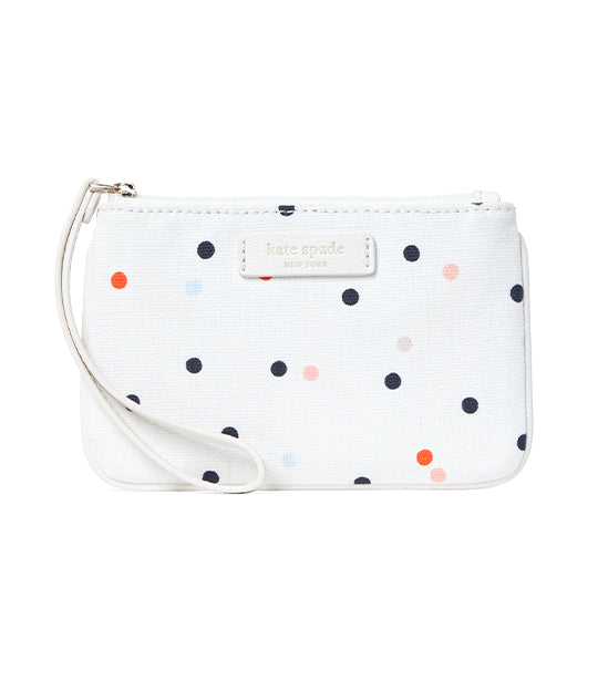 Free Evergreen Zip Top Pouch in Multi Dot Canvas