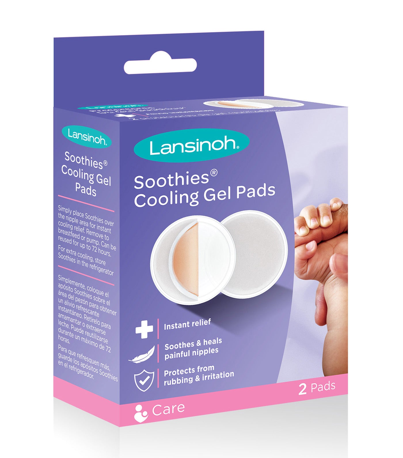 Lansinoh Soothies Gel Pads for Breastfeeding, 2 Pairs Soothing Lanolin Pads
