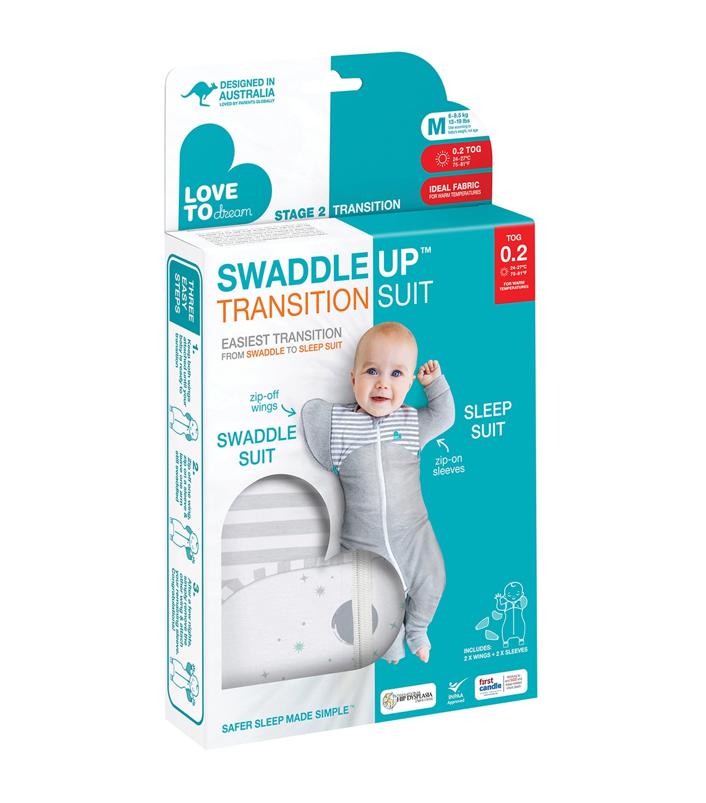 love to dream white swaddle up transition bag lite 0.2 tog