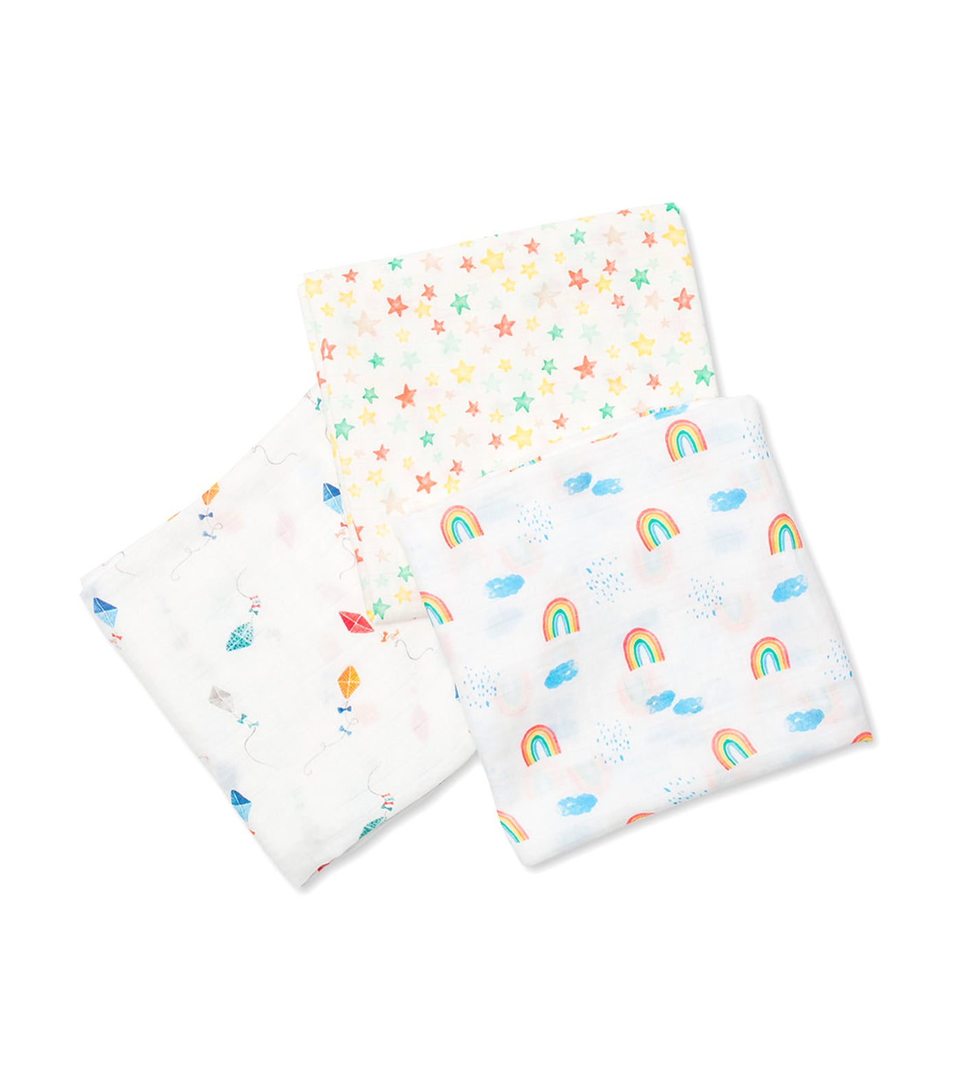 lulujo bamboo muslin swaddling blanket (set of 3) - high in the sky