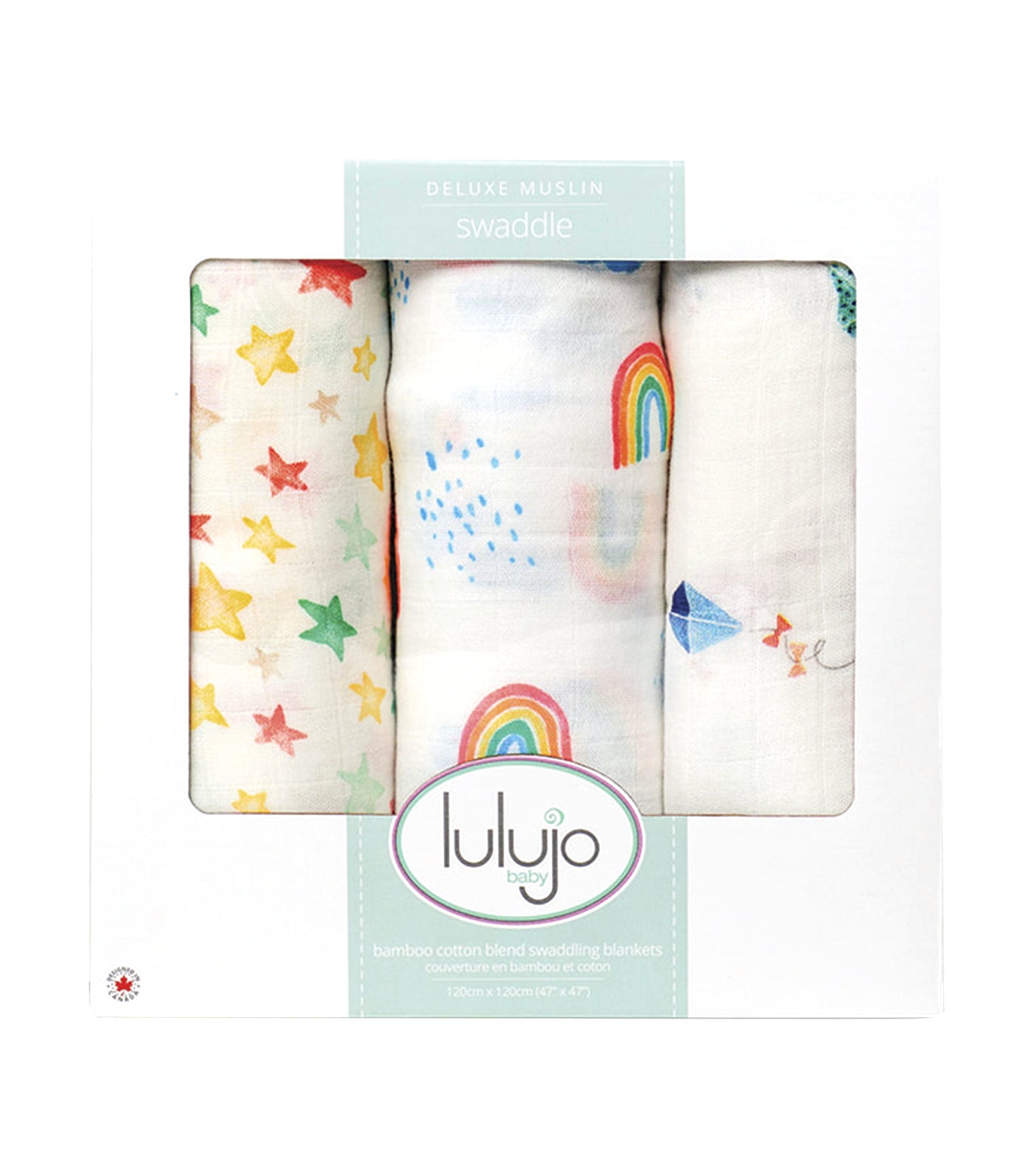 lulujo bamboo muslin swaddling blanket (set of 3) - high in the sky