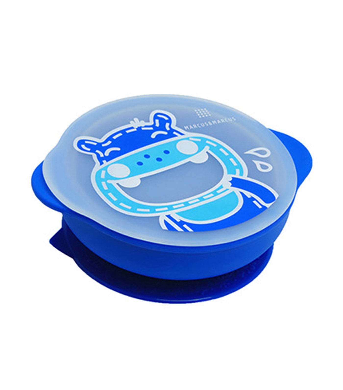 marcus & marcus blue self feeding suction bowl with lid