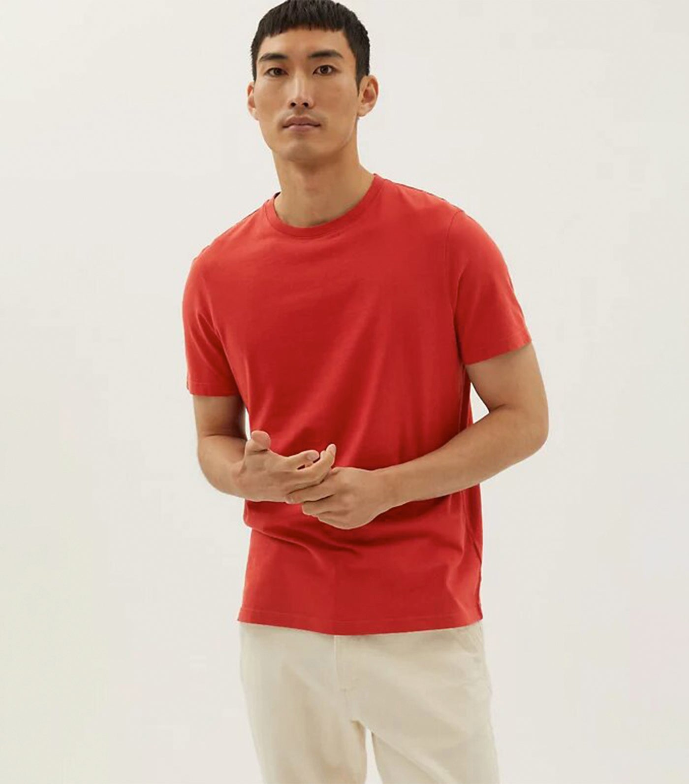 Pure Cotton Crew Neck T-Shirt Dark Red