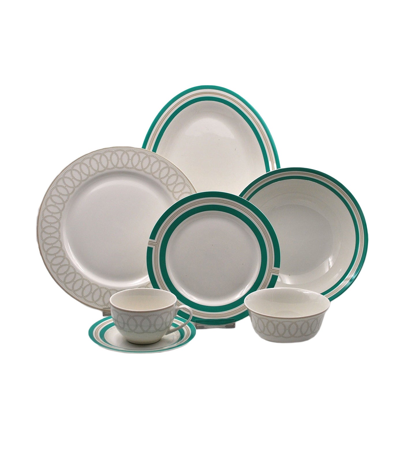 multiple choice 34-piece dinner set porcelain - courtney blue