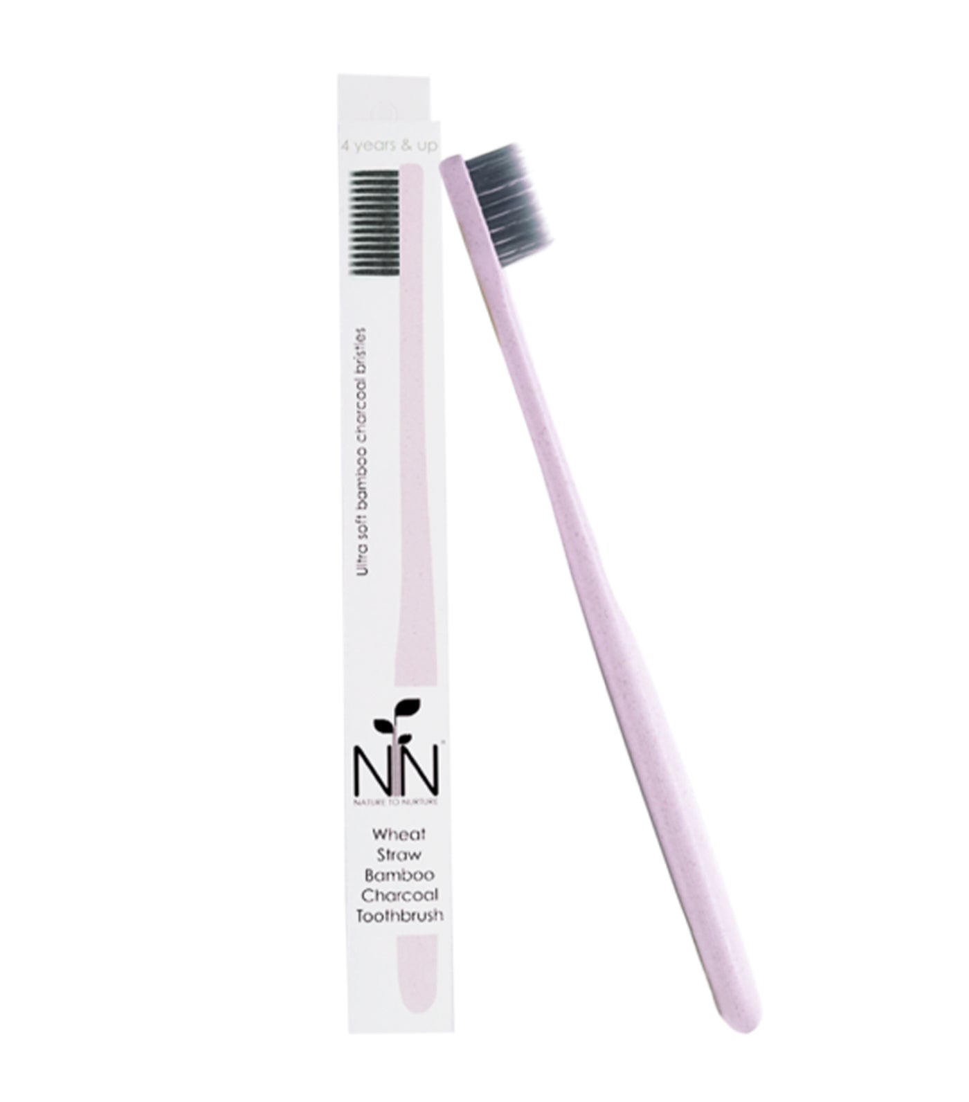 nature to nurture wheat straw bamboo charcoal toothbrush 4 years and up pink
