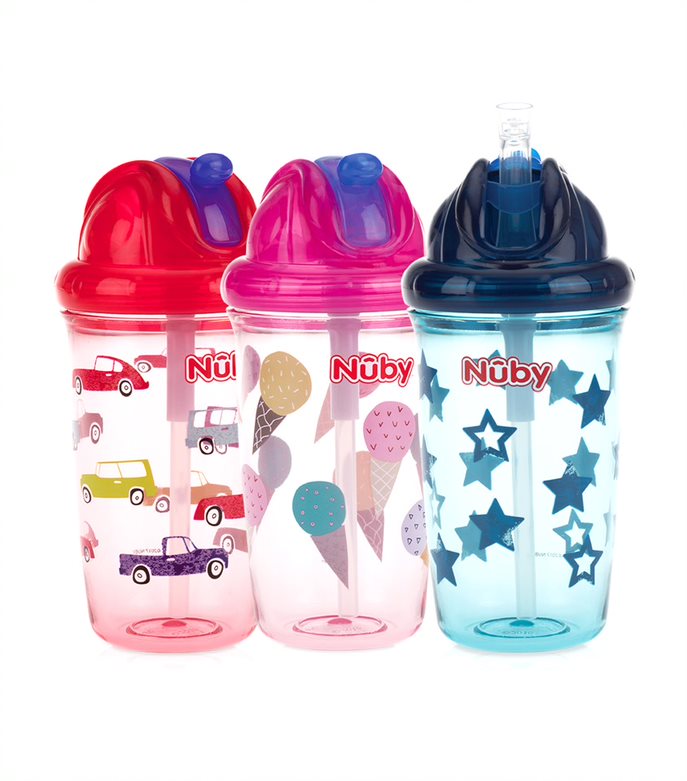 nuby assorted single flip it tritan baby cup with silicone straw