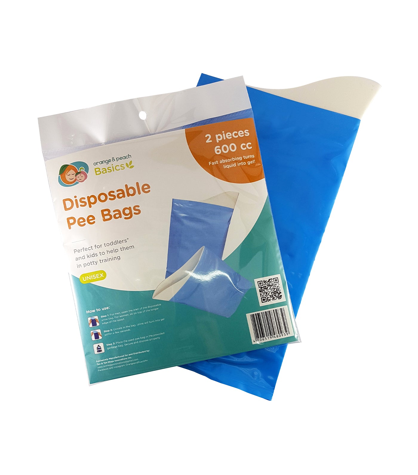 orange and peach basics disposable pee bags
