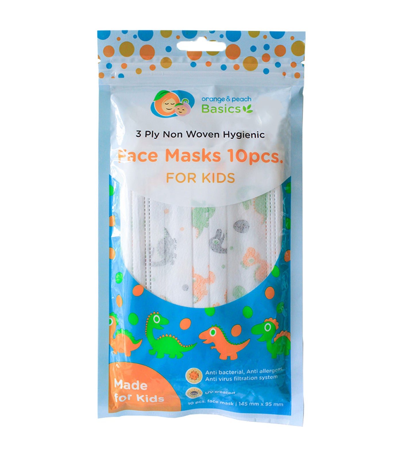orange and peach kids face mask (pack of 10)