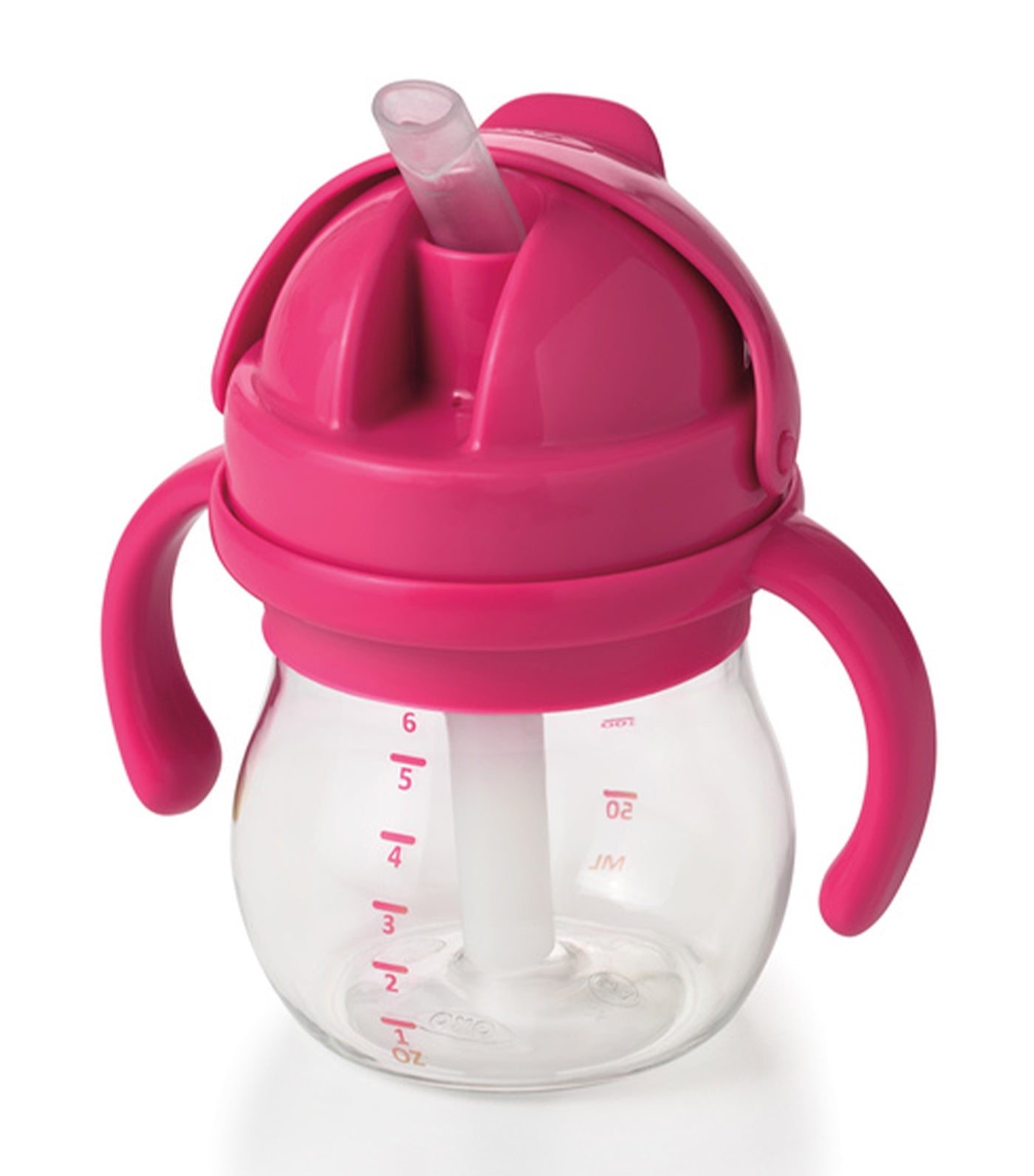 oxo tot pink grow straw cup with handles - 6oz