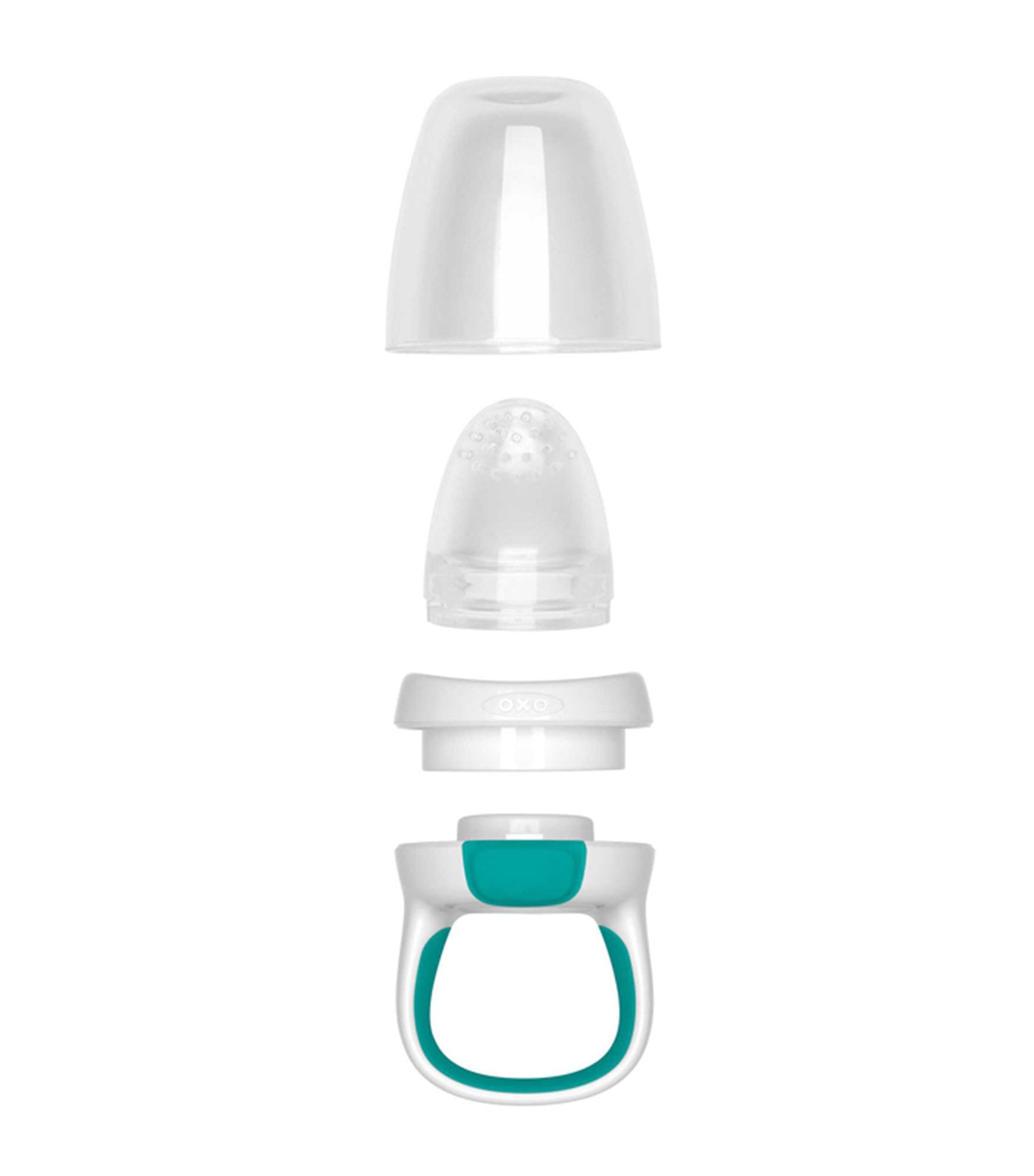 oxo tot teal silicone self-feeder