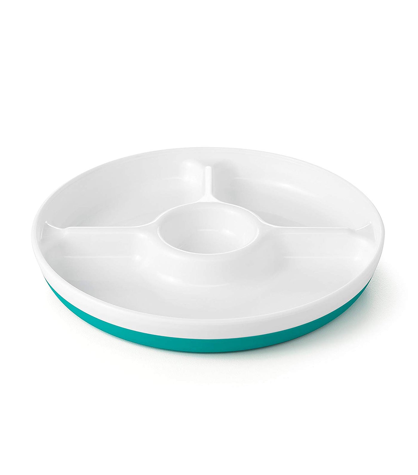 oxo tot teal divided plate with removable training ring