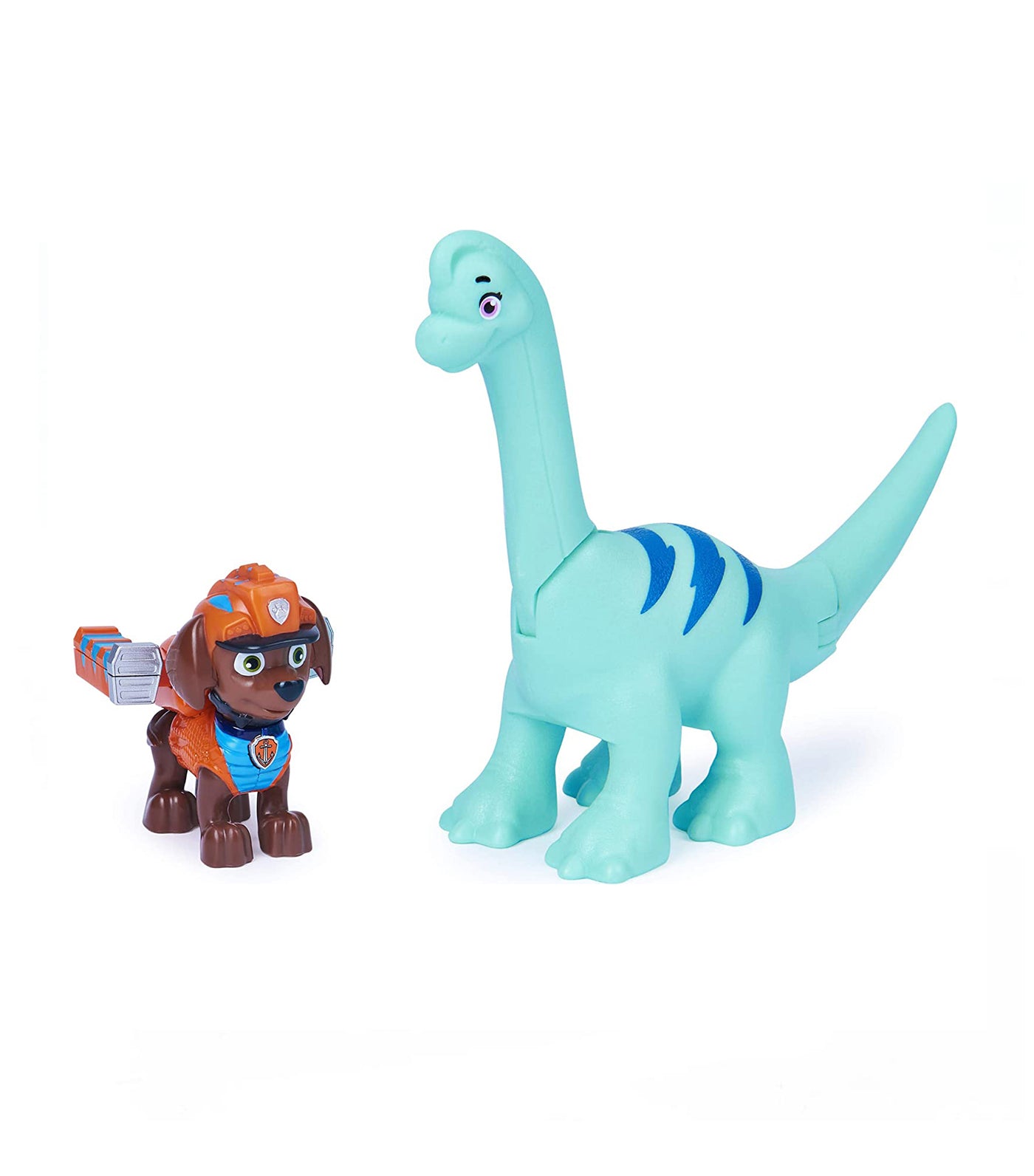 paw patrol multicolor dino rescue action figure set - zuma and brontosaurus
