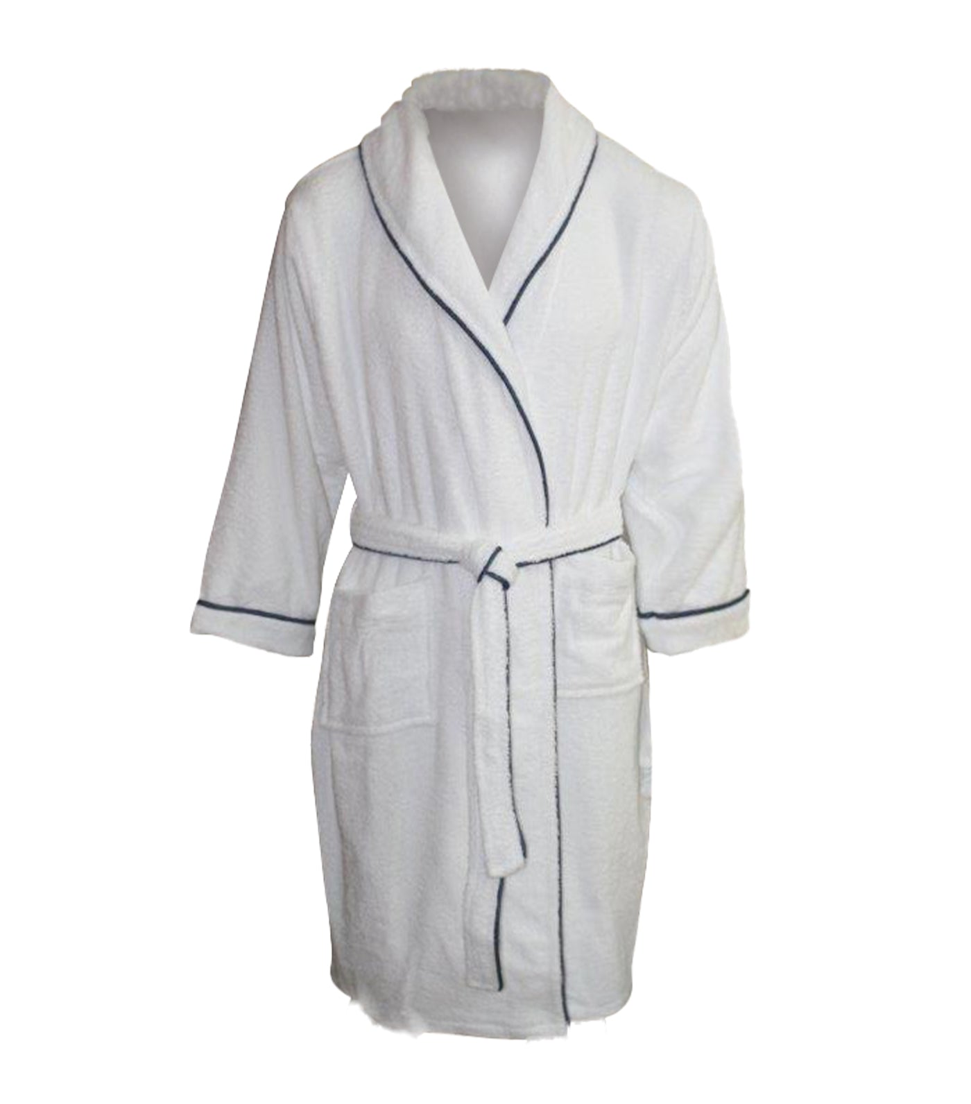 bloomsfield terry bathrobe - white/blue