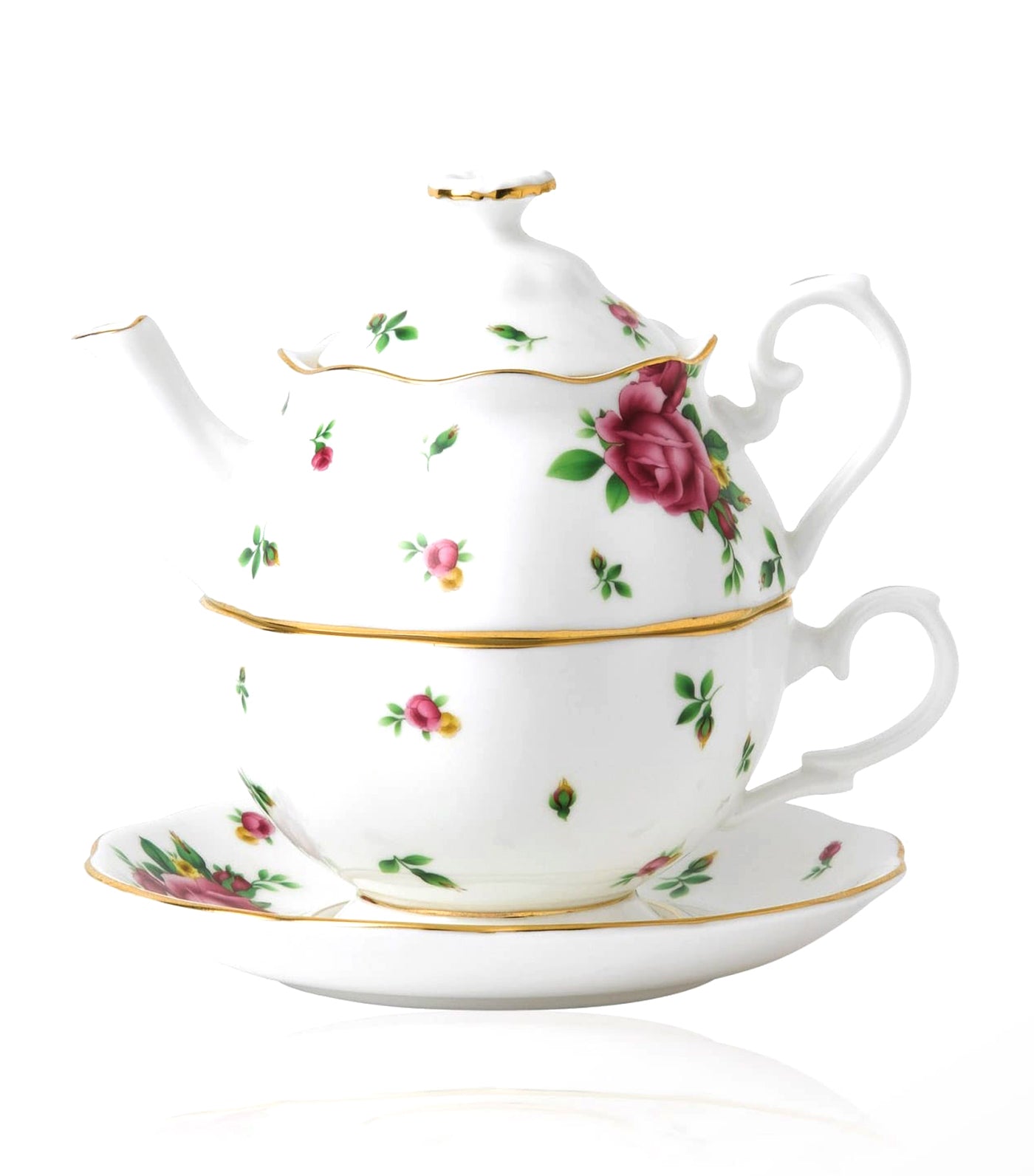 royal albert white new country roses vintage tea for one set